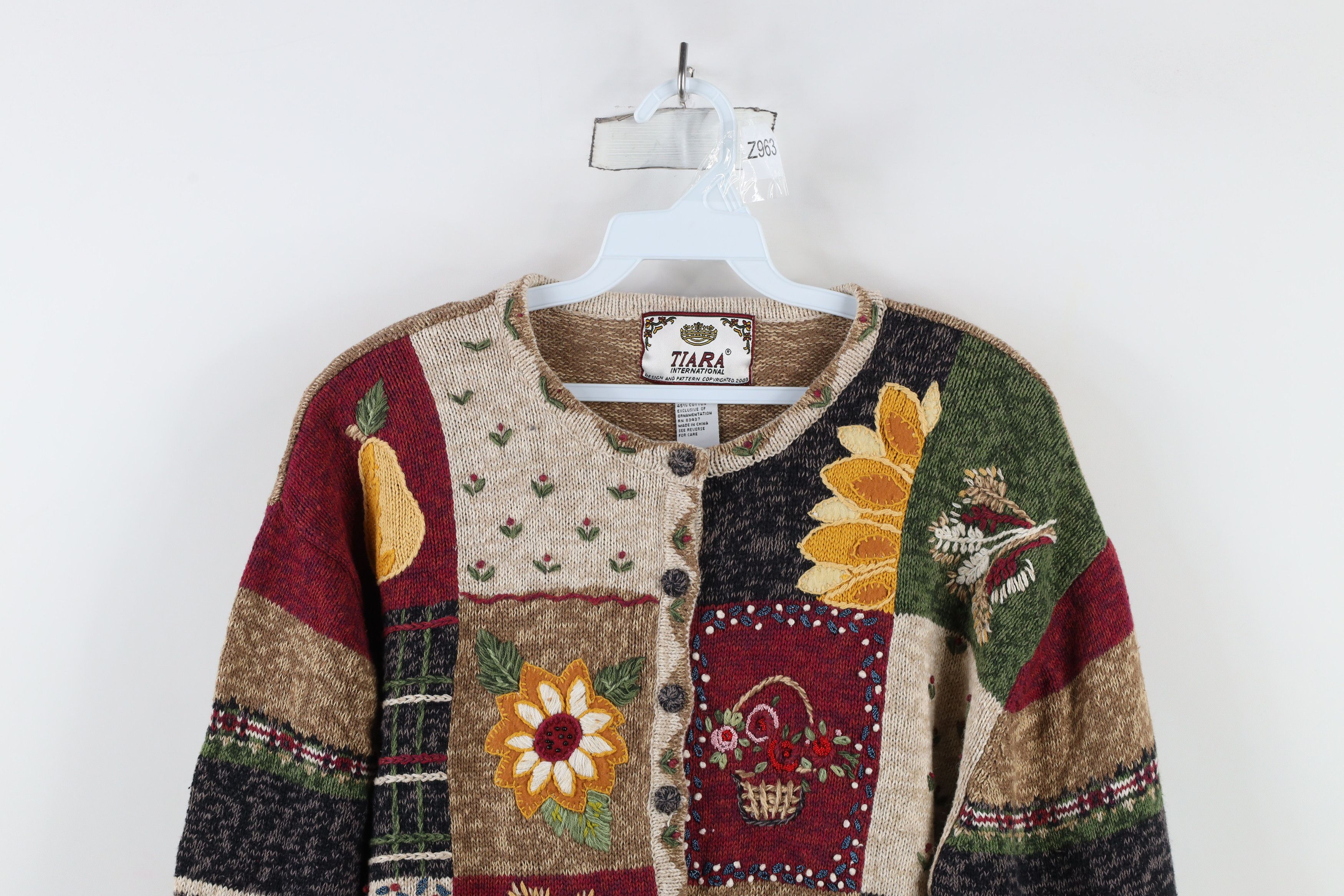 Vintage Vintage Y2K Country Primitive Flower Cardigan Sweater Size XL / US 12-14 / IT 48-50 - 2 Thumbnail