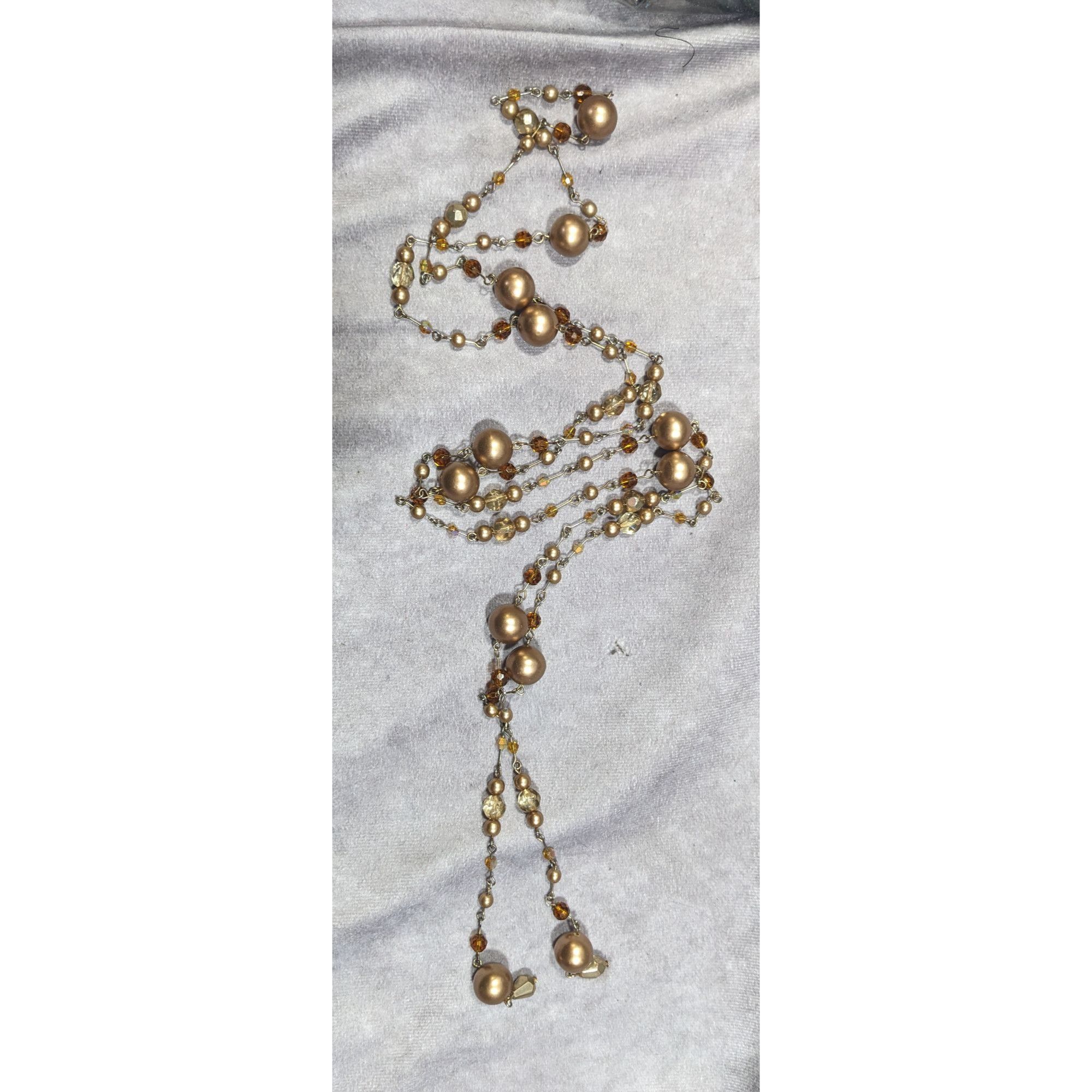 Other Vintage Glam Gold Tone Pearl And Glass Beaded Opera Necklace Size ONE SIZE - 9 Thumbnail