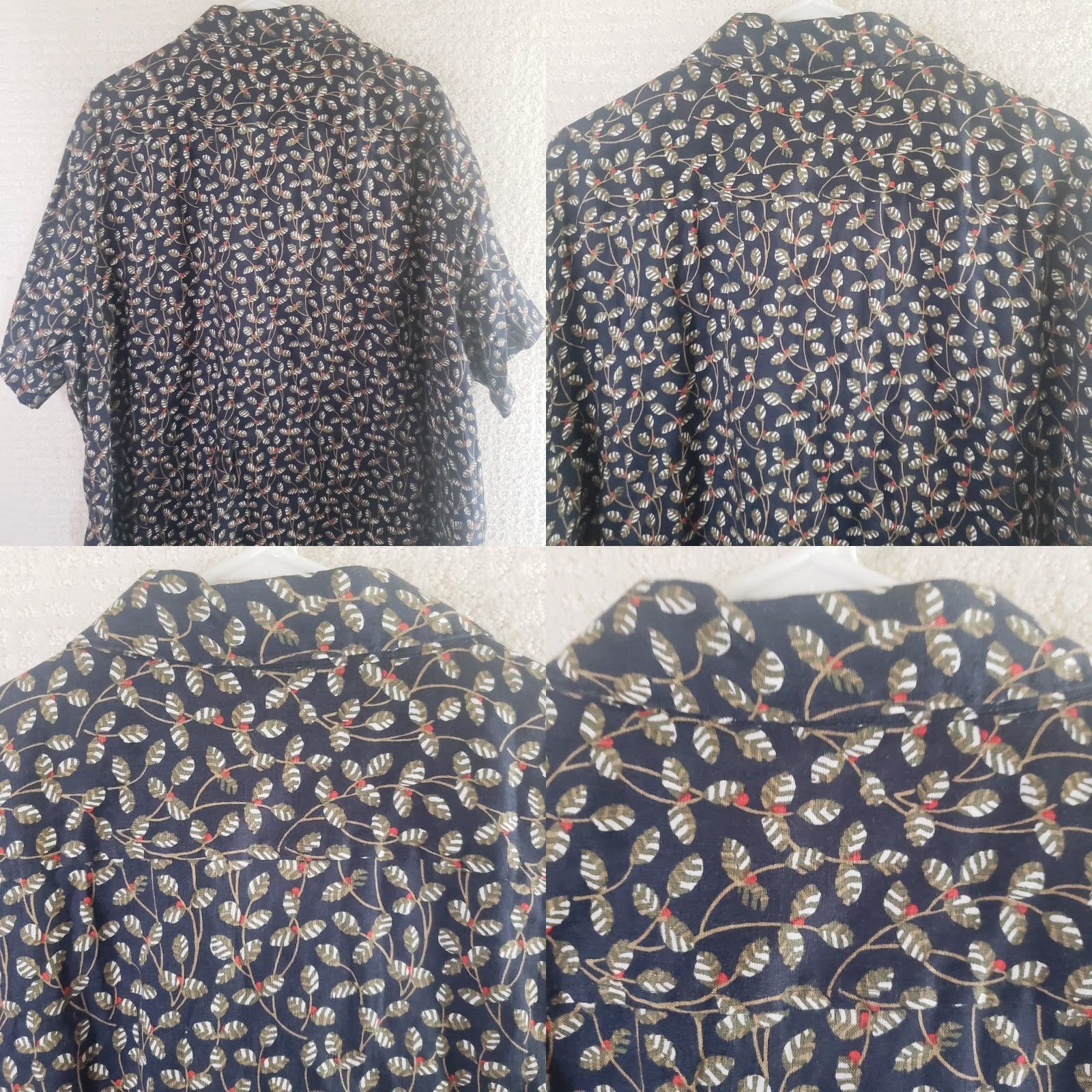 Perry Ellis Perry Ellis Shirt Mens 3X Black Linen Floral Beach Summer SS Geometric Button-Up Short Sleeve Beach Theme Mens Size US XXL / EU 58 / 5 - 8 Thumbnail