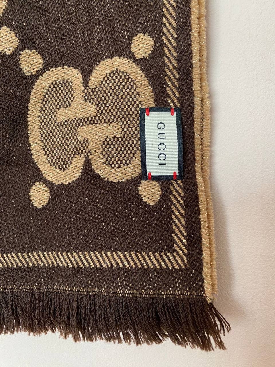 Designer × Gucci 📌 GUCCI Scarf GG Logo 'Lady Nest Lux' - Brown/beige/gold Size ONE SIZE - 5 Thumbnail