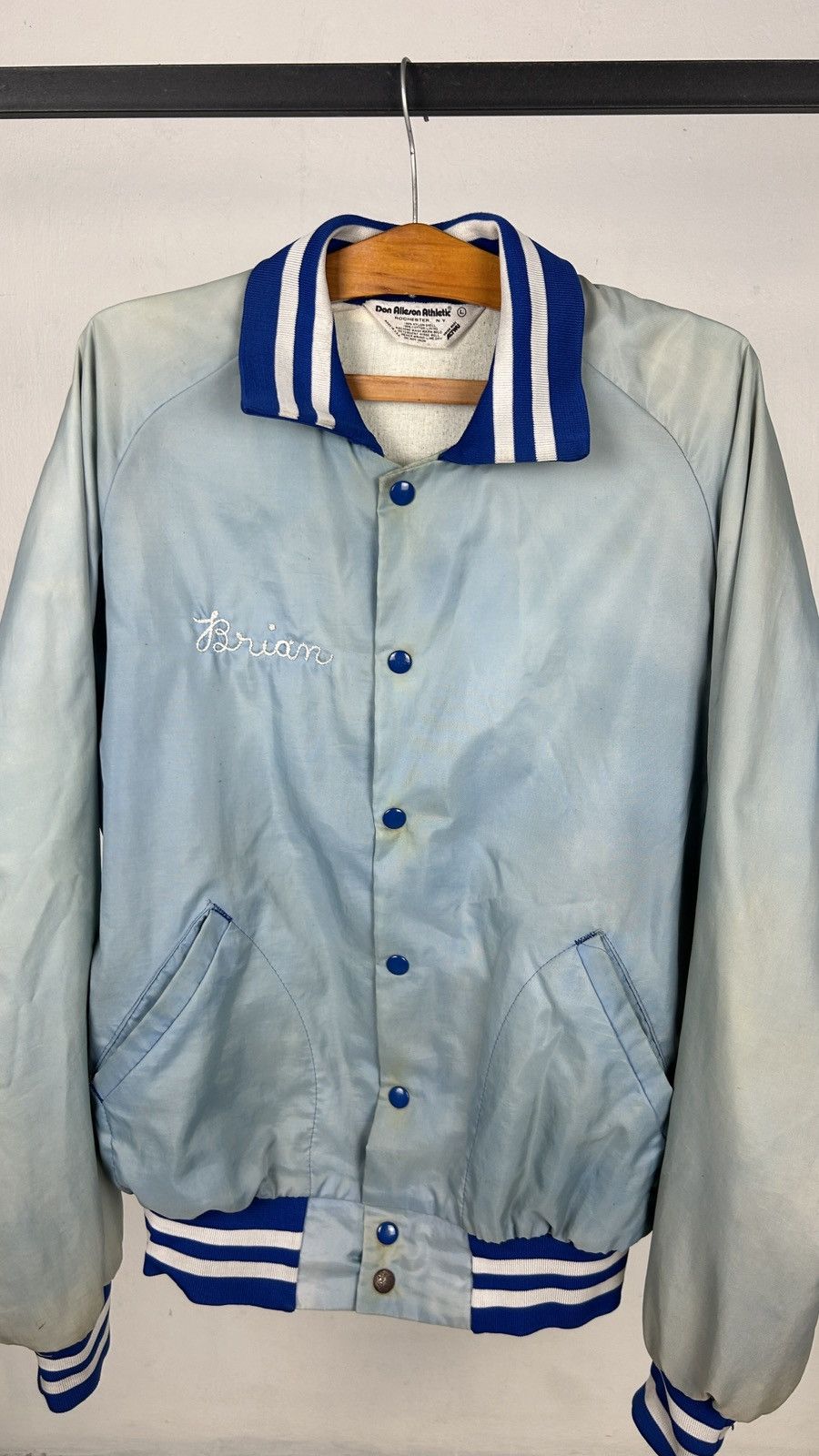 Vintage 1980s Thrashed Baseball Chainstitch Varsity Jacket Size US L / EU 52-54 / 3 - 9 Thumbnail