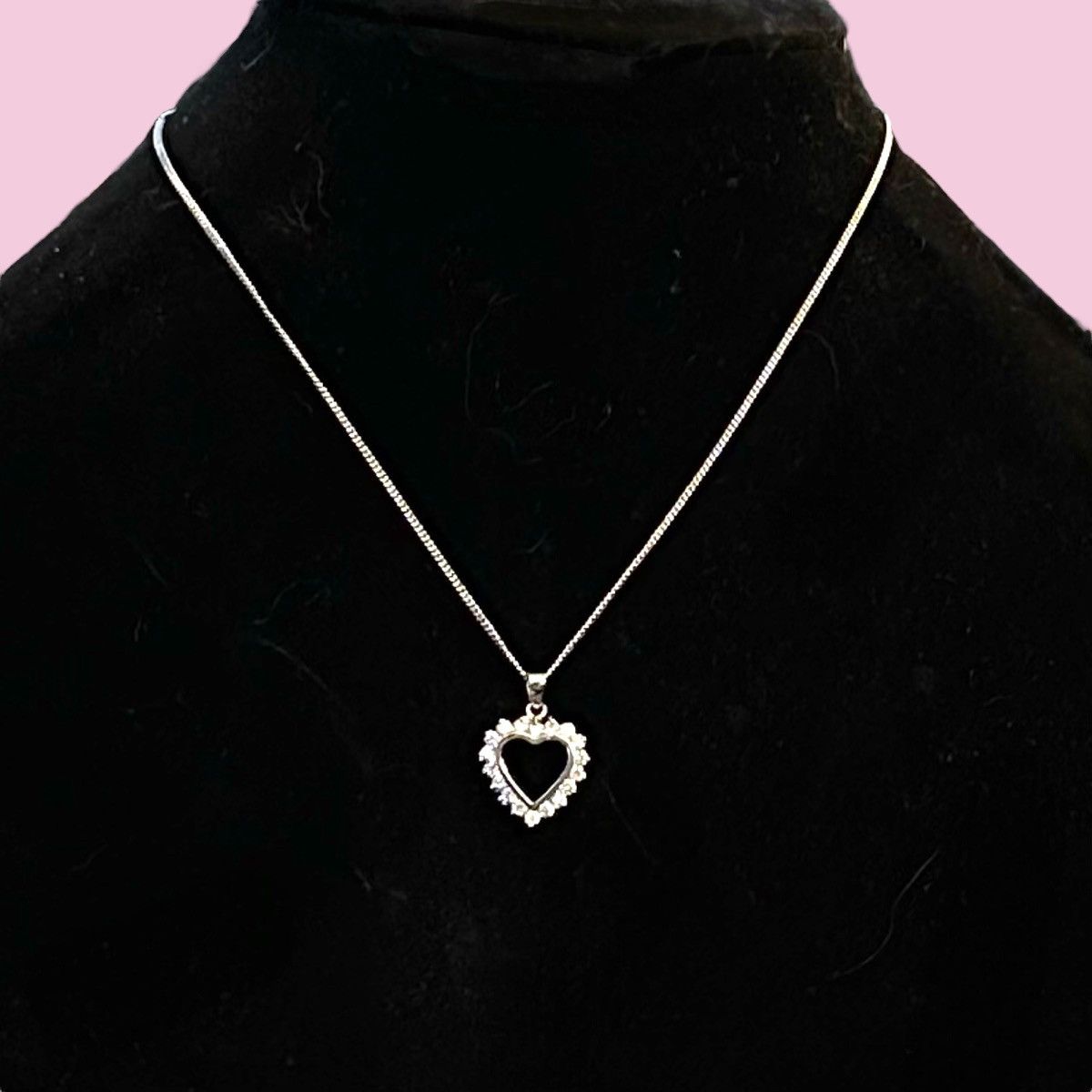Vintage Vintage silver Cubic Zirconia open heart pendant necklace Size ONE SIZE - 1 Thumbnail