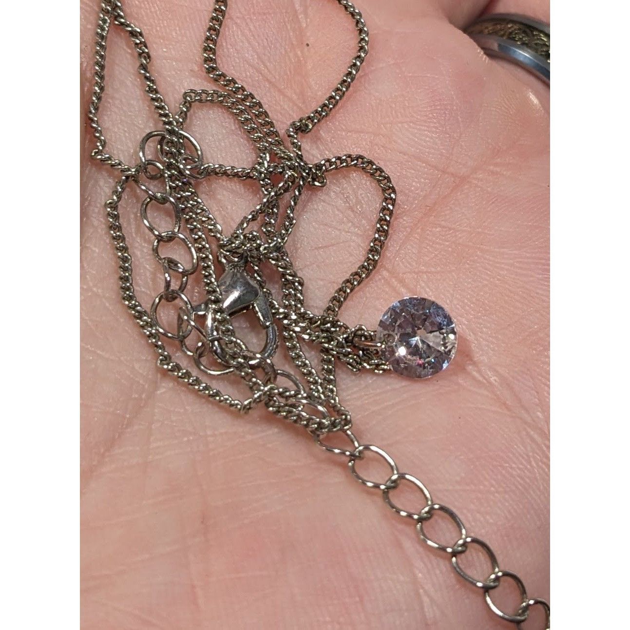 Other Minimalist Dainty Circular Cubic Zirconia Pendant On Silver Size ONE SIZE - 5 Thumbnail