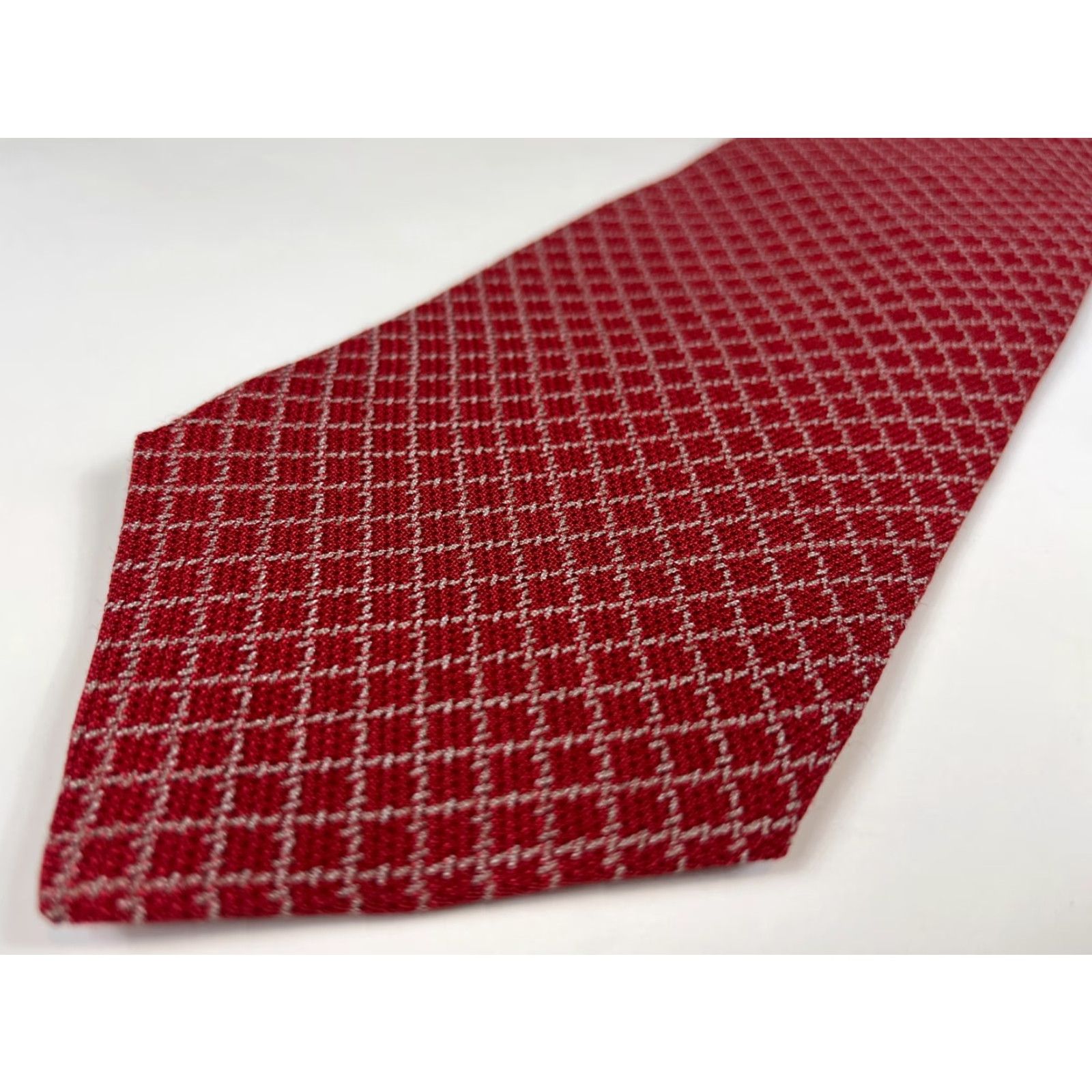 Emporio Armani VINTAGE Emporio Armani Tie Men’s Tie Silk Wool Blend Made in Italy Red 57.5" Wide 3 7/8" Geometric Designer Vintage Italy Silk Wool Blend Handmade Size ONE SIZE - 6 Thumbnail