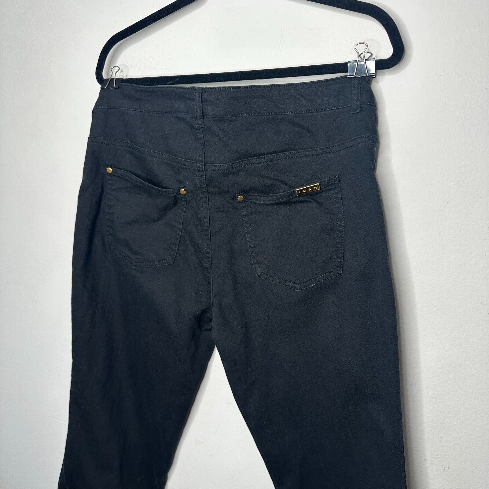 Other Iman Black Stretch Flat Straight Leg Jean L Short Size 34" / US 12 / IT 48 - 3 Thumbnail