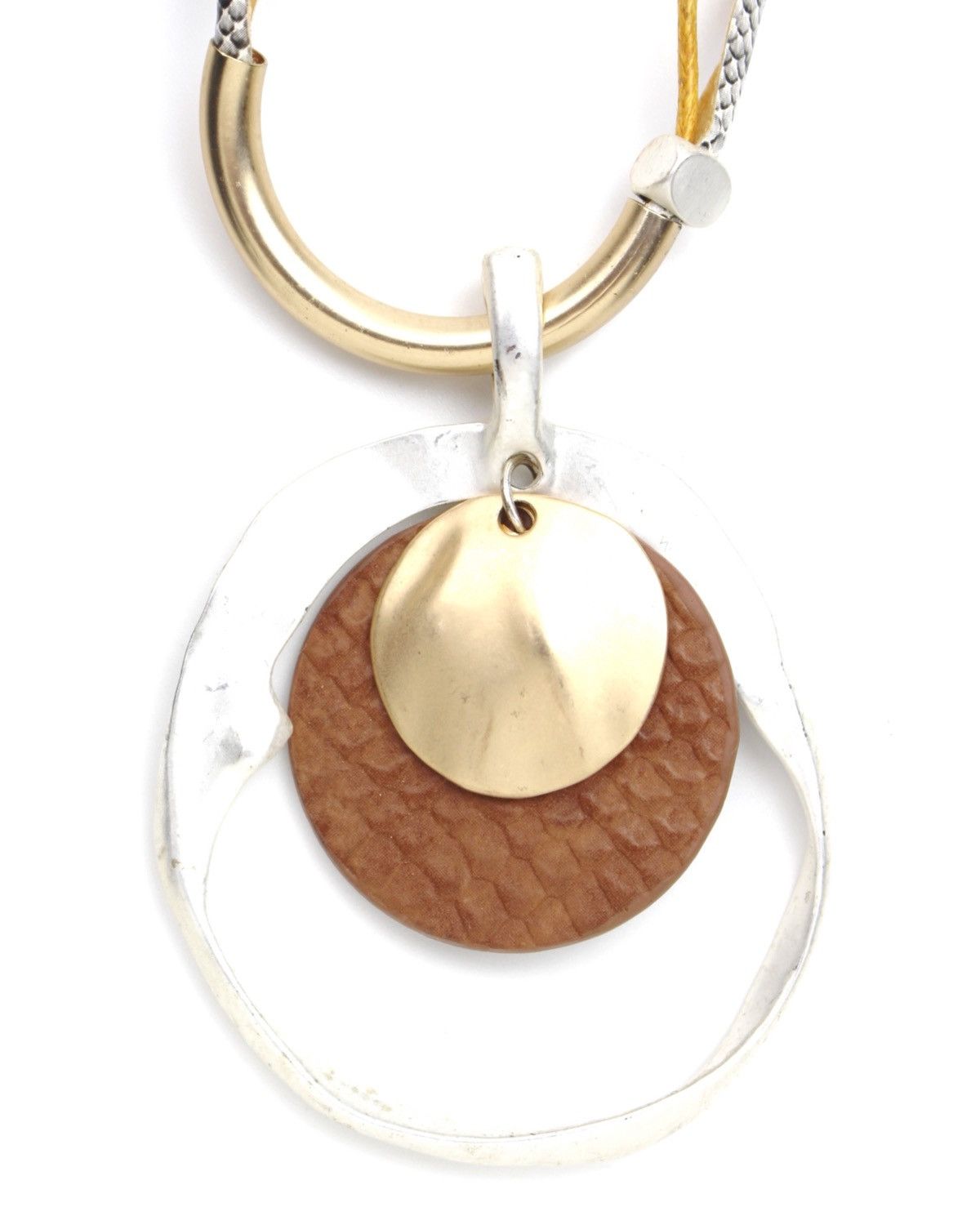 If Six Was Nine 1990S HAMMERED HOOP LEATHER DISC SNAKESKIN NECKLACE Size ONE SIZE - 2 Thumbnail