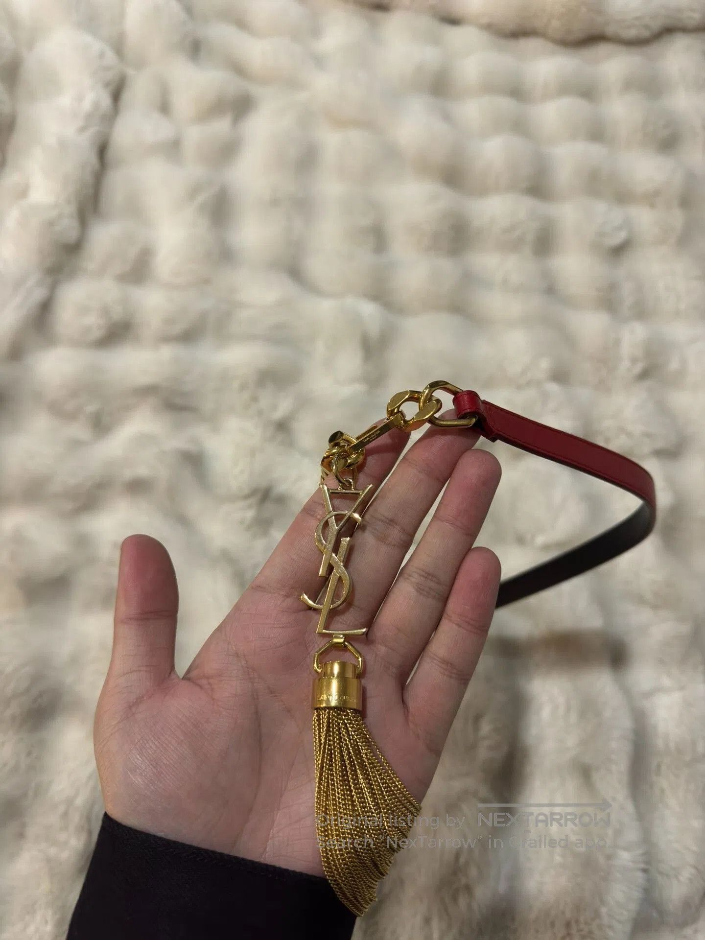 Yves Saint Laurent YSL Gold Logo Tassel Belt. Size ONE SIZE - 2 Thumbnail