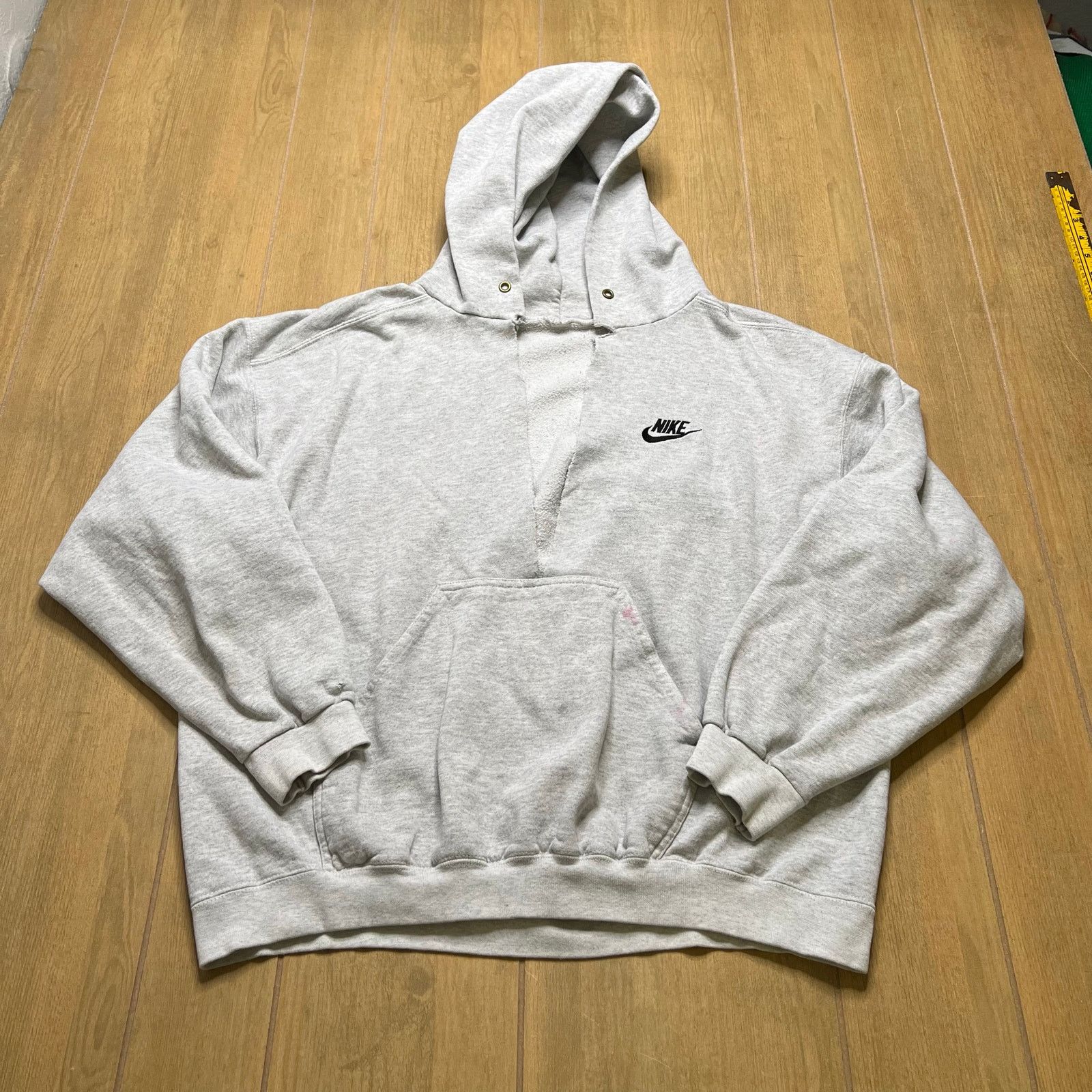 Nike Vintage 90s Nike Swoosh Hoodie Grey Size XL Distress Rip Size US XL / EU 56 / 4 - 1 Thumbnail