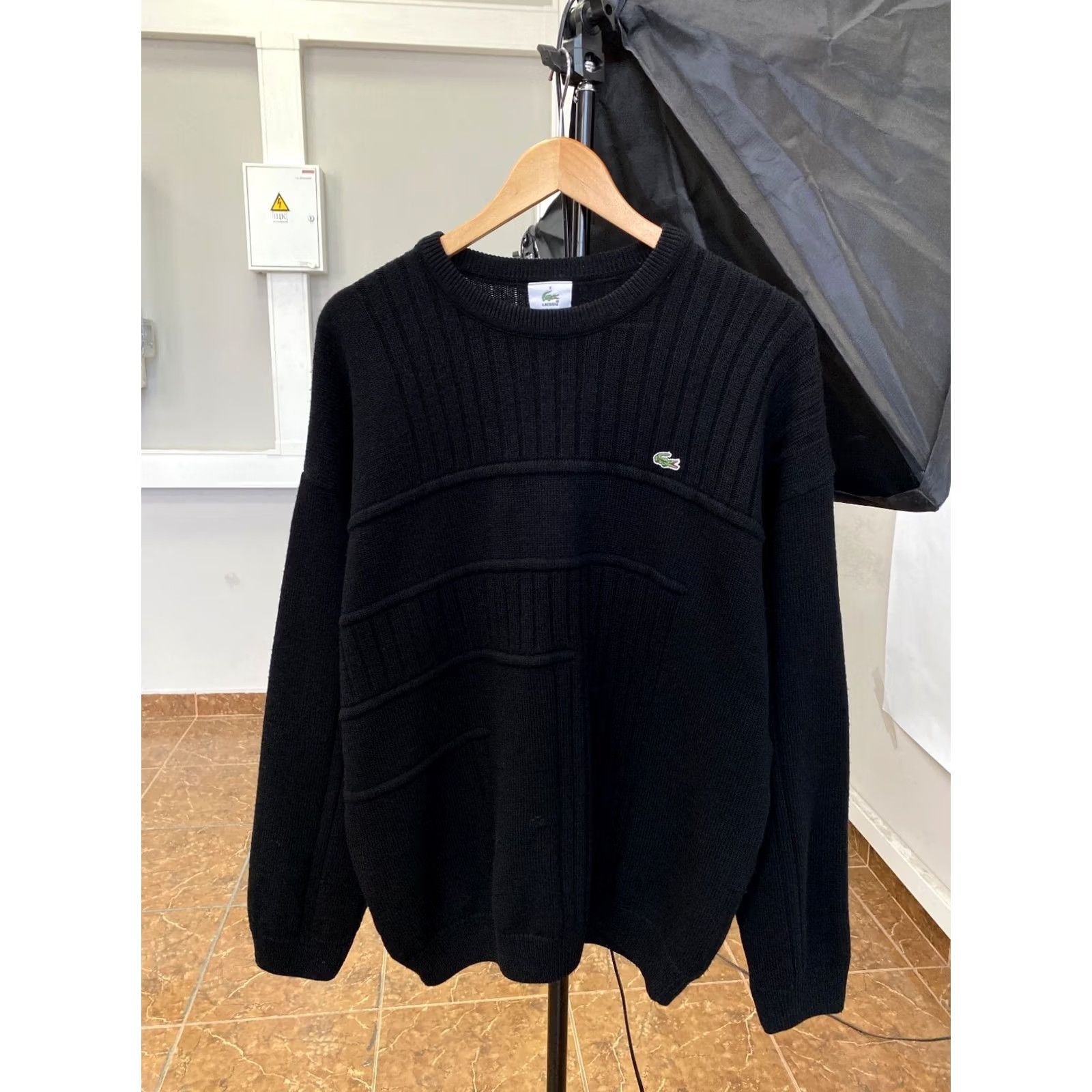 Lacoste VINTAGE Lacoste Sweater Mens XL Wool 90s Black Pullover Asymmetrical France 64 cm Chest 66 cm Length 63 cm Shoulders 52 cm Sleeve Length Size US XL / EU 56 / 4 - 2 Thumbnail