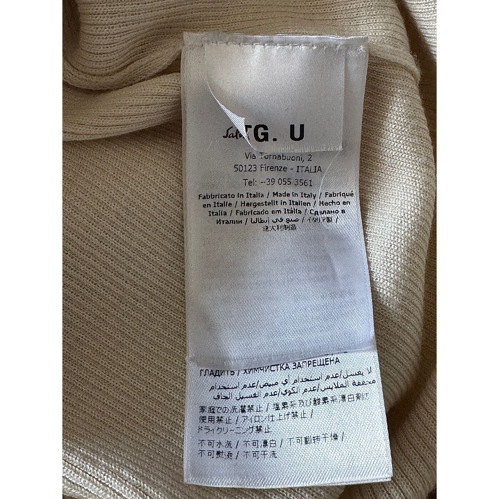 Salvatore Ferragamo Salvatore Ferragamo NWT Beige Knit Cowl Neck Top Size XS / US 0-2 / IT 36-38 - 5 Thumbnail