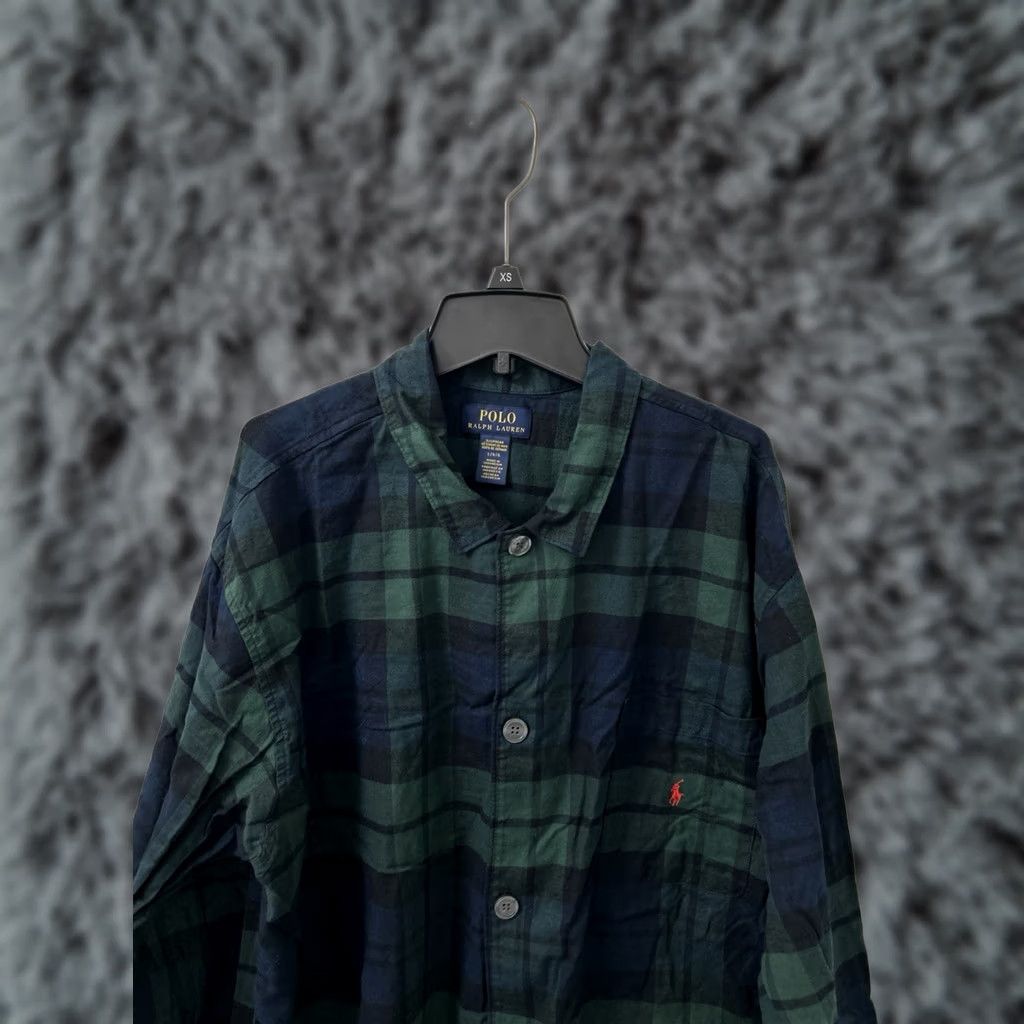 Polo Ralph Lauren VINTAGE Polo Ralph Lauren Sleepwear Shirt Mens L Green Navy Plaid Pony Logo Size US L / EU 52-54 / 3 - 1 Thumbnail