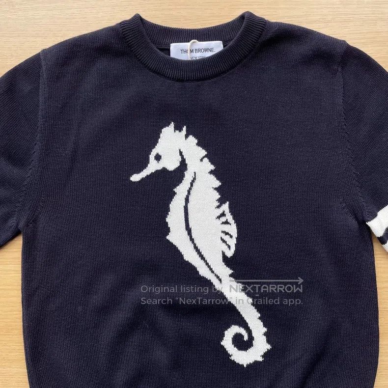 Thom Browne Thom Browne Navy Blue Sea Horse Knit Short Sleeve Sweater Size US XS / EU 42 / 0 - 3 Thumbnail