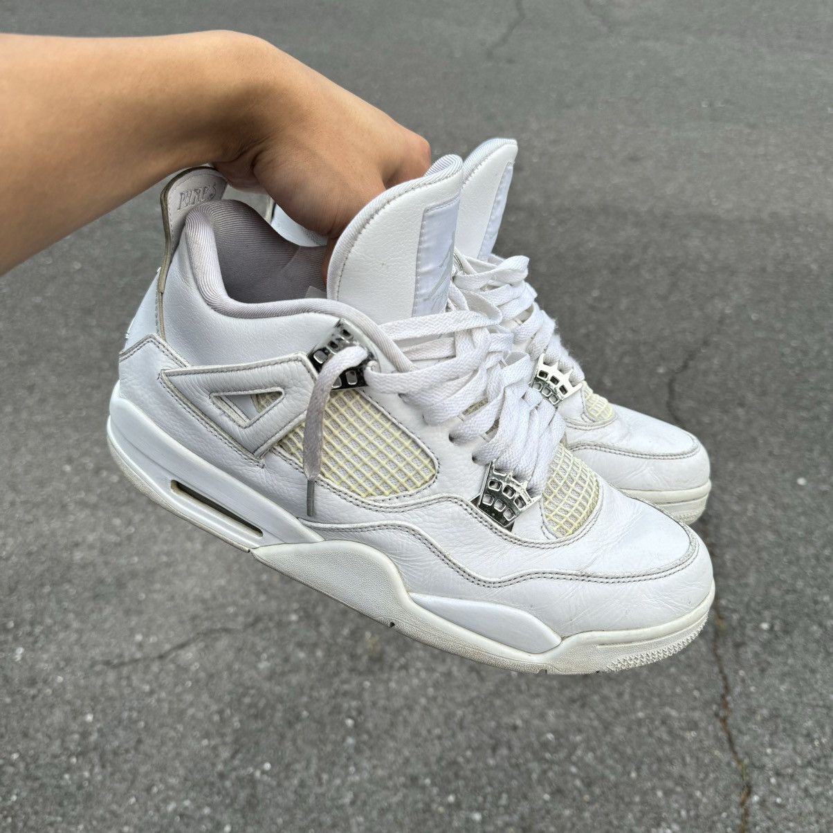 Pre-owned Jordan Nike Jordan 4 Retro Pure Money Shoes In White