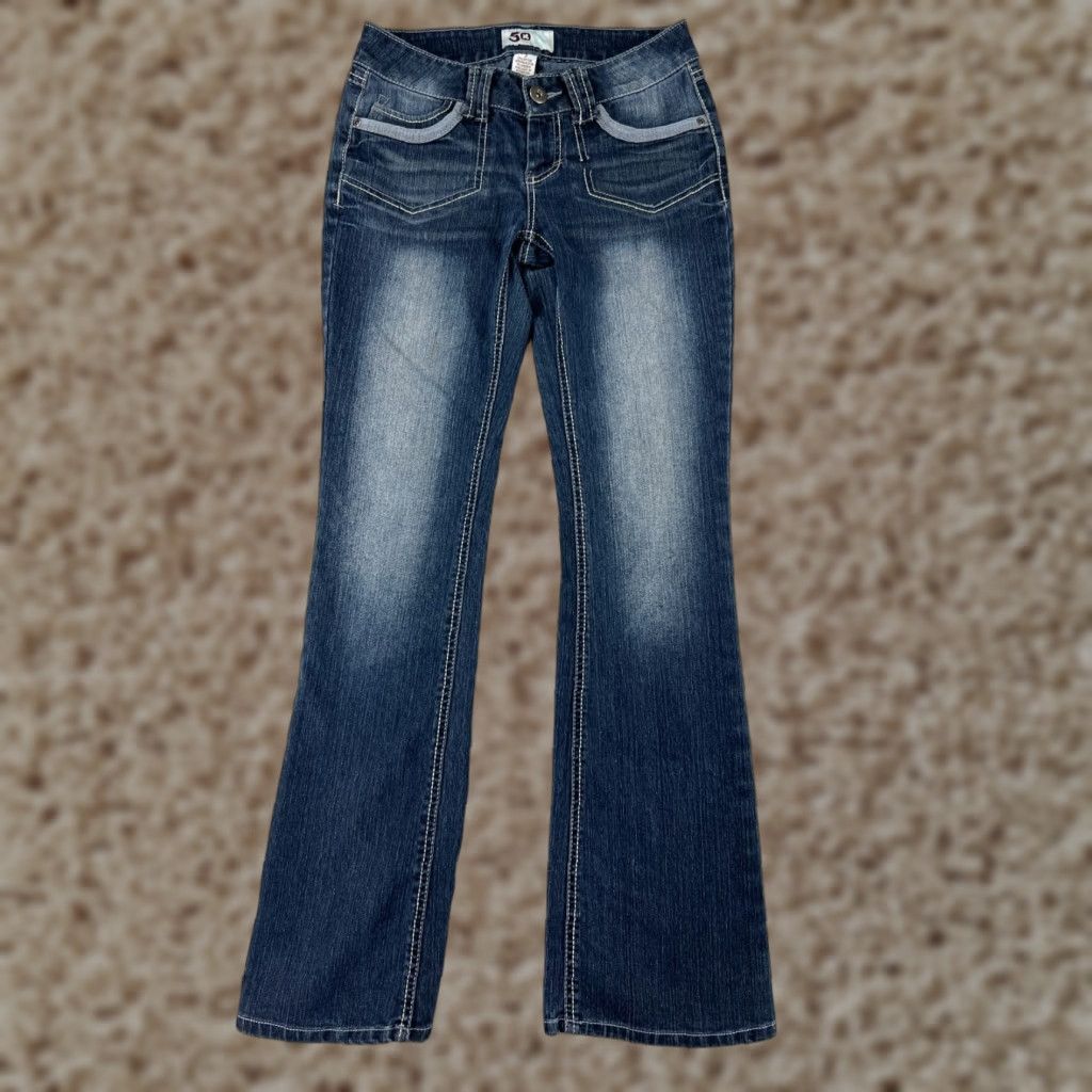 Denime SO Jeans Women 3 Bootcut Denim Blue Cotton Solid Embroidered 5-Pocket Western Cowboy Southwestern Designer Slim Stretch Adult Women Jeans SO Size 26" / US 2 / IT 38 - 1 Thumbnail