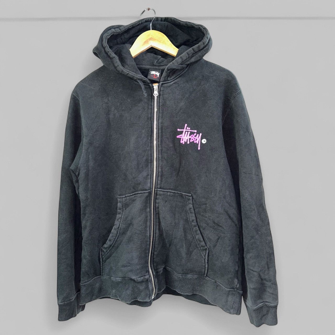 Stussy Basic Logo Zip Up Hoodie Size US L / EU 52-54 / 3 - 3 Thumbnail