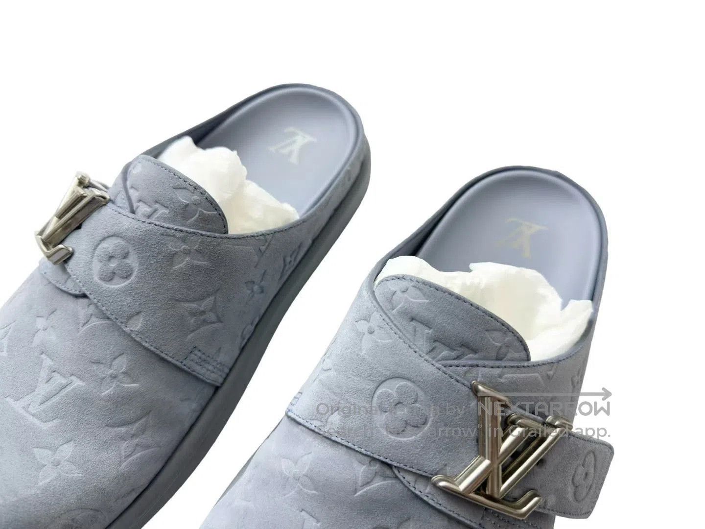Louis Vuitton Louis Vuitton Blue Embossed Monogram Slippers. Size US 9 / EU 42 - 3 Thumbnail