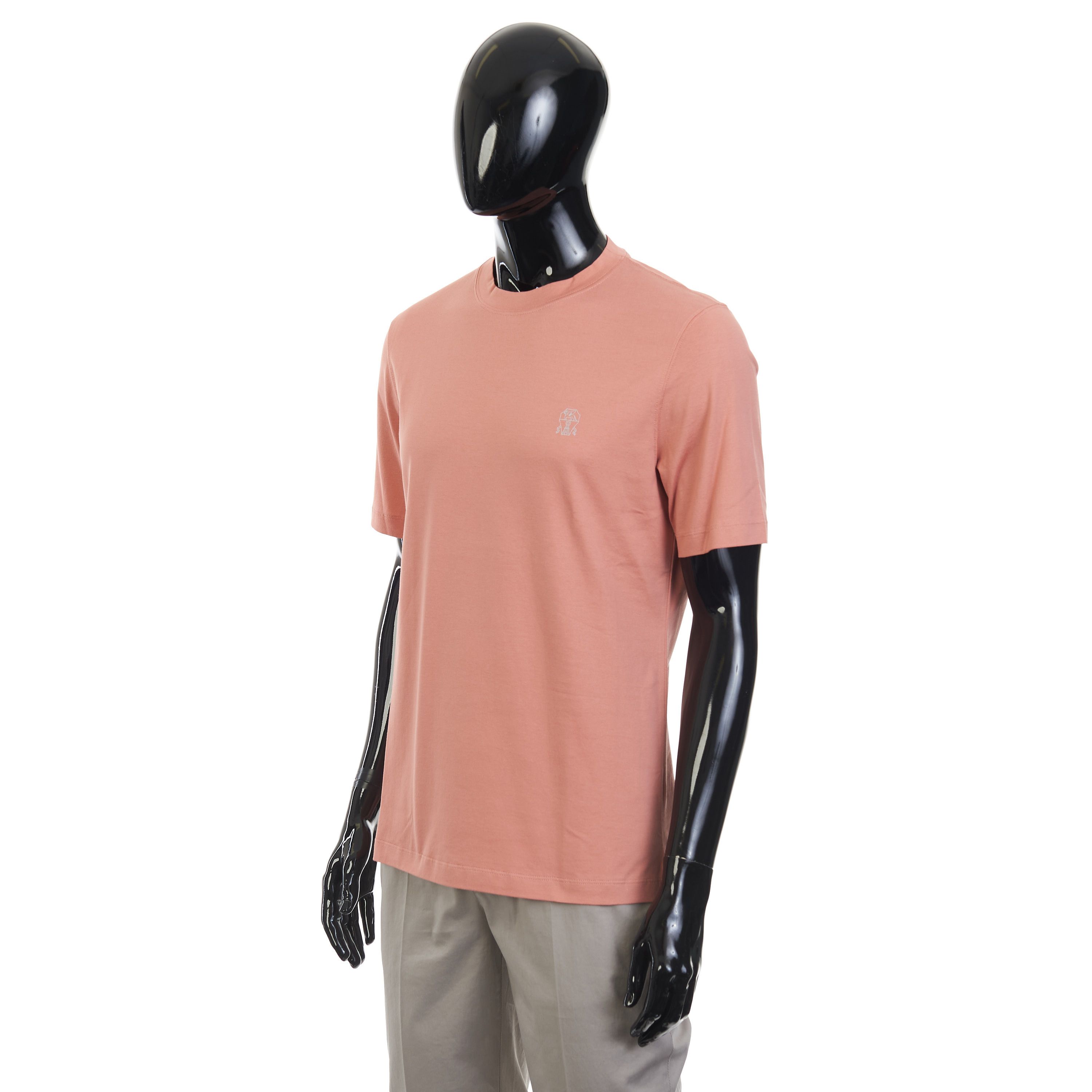 Brunello Cucinelli Salmon Cotton Jersey Crew neck Tshirt With Logo Size S Size US S / EU 44-46 / 1 - 2 Thumbnail