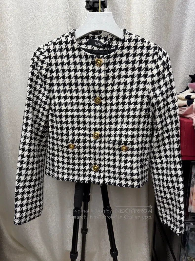 Versace Versace Black and white houndstooth small fragrant jacket Size S / US 4 / IT 40 - 1 Thumbnail