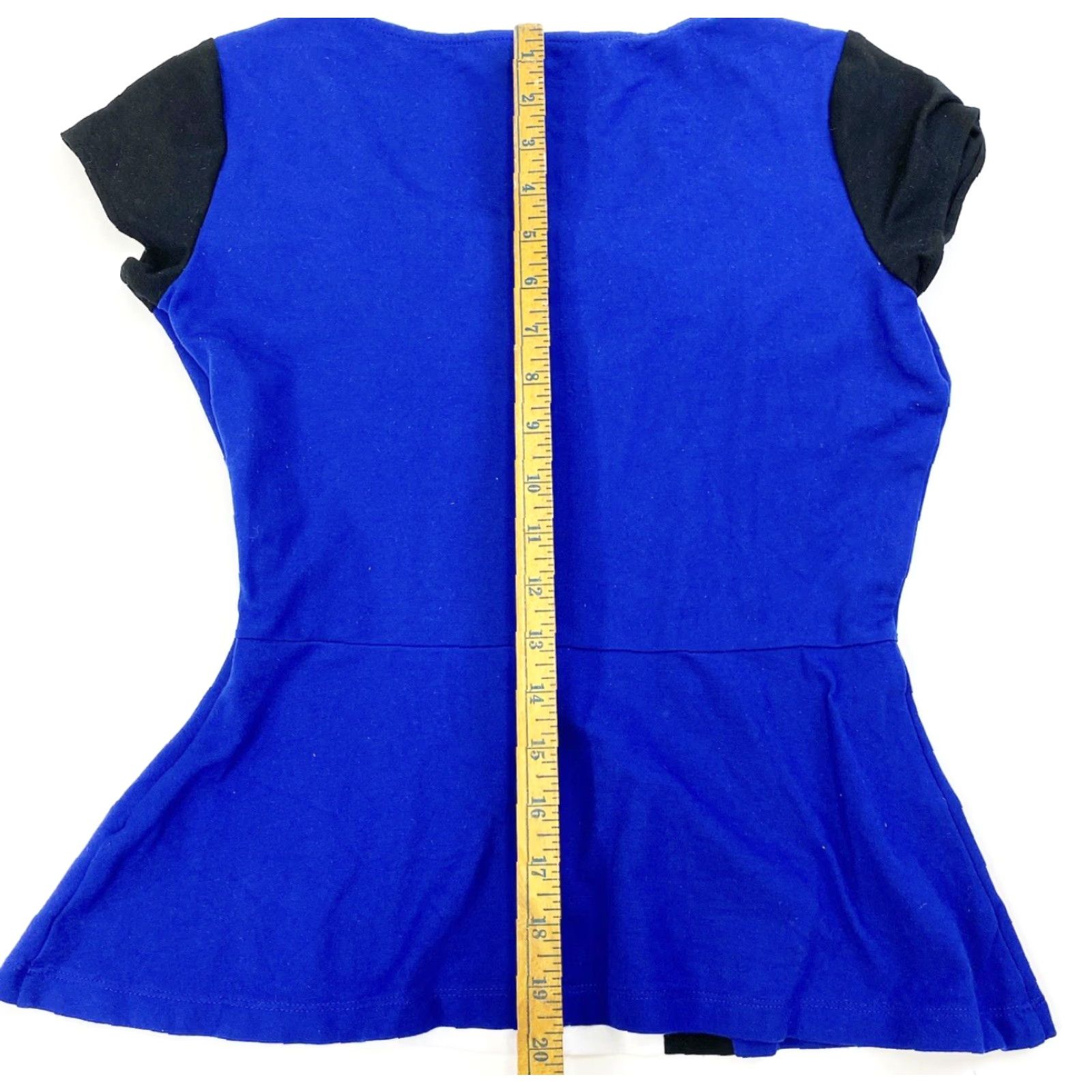 Banana Republic Banana Republic Shirt Womens 2 Blue Black White Fit and Flare Top Color Block Short Sleeve Scoop Neck Blouse Womens Colorful Hip Length Dry-clean Only Size XS / US 0-2 / IT 36-38 - 4 Thumbnail