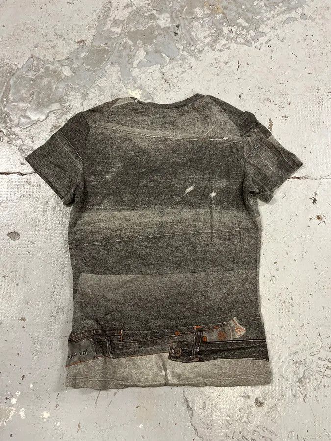 Designer × Just Cavalli × Vintage 2000s Cavalli Denim Trompe L’Oeil T-Shirt Size XXS / US 00 / IT 34 - 4 Thumbnail