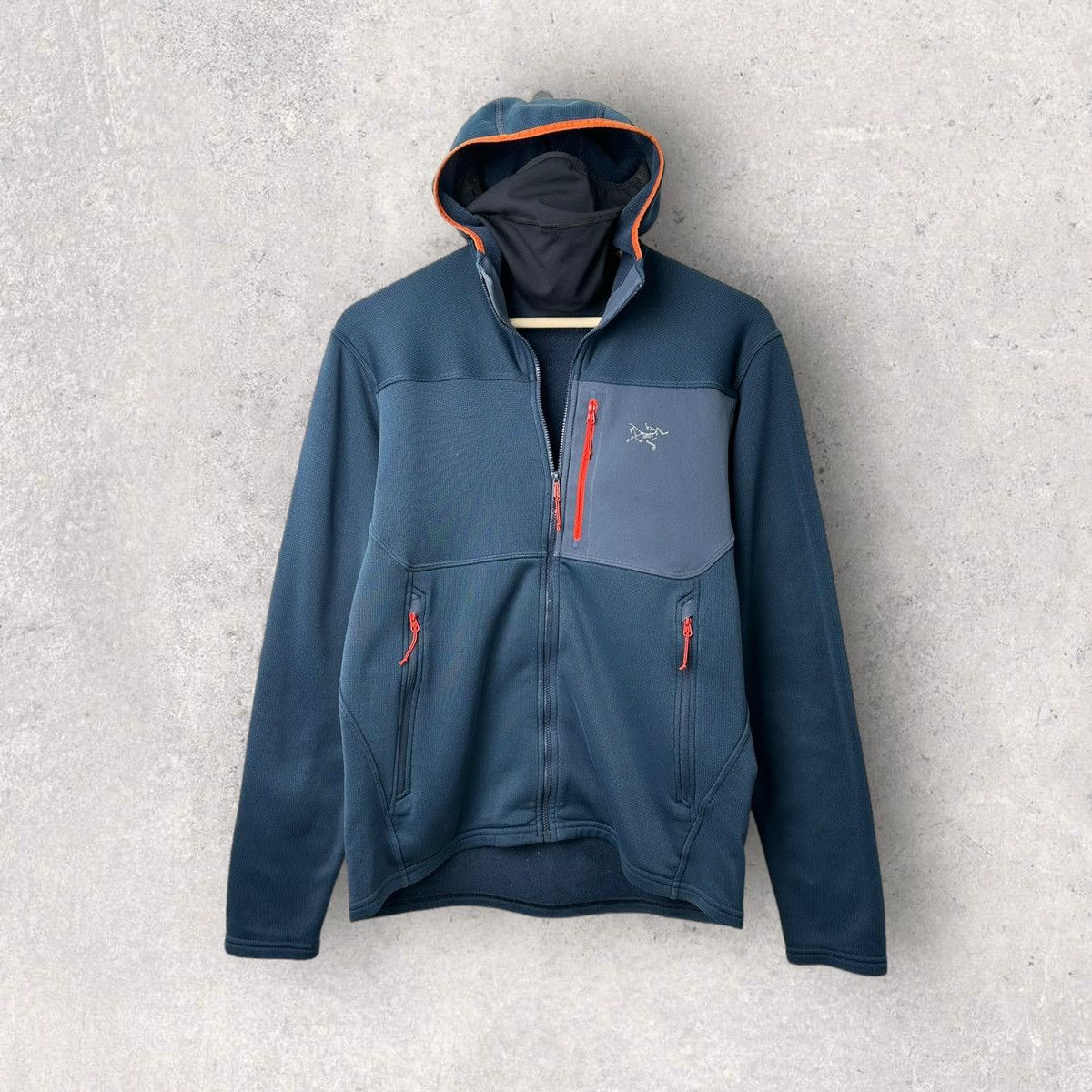 image of Arcteryx x Outdoor Life Arc’Teryx Ninja Mask Full Zip Polartec Hoodie Jacket in Navy Blue (Size Sma