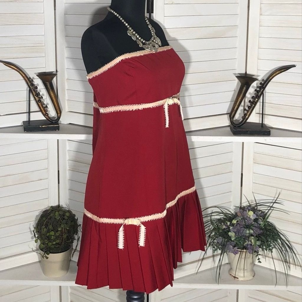 Forever 21 NWT Forever 21 Pleated Mini Dress Strapless Bow Red/White XL Size XL / US 12-14 / IT 48-50 - 6 Thumbnail