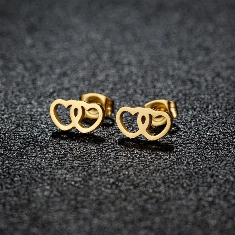 Jewelry Double Heart Earrings Charm Earring Gift Size ONE SIZE - 1 Thumbnail