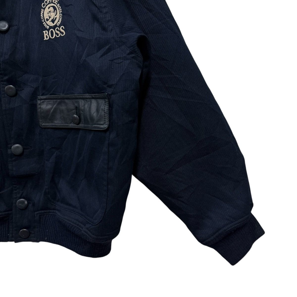 Vintage Vintage Suntory Coffee Boss Bomber Jacket Leather Dark Blue Size US XL / EU 56 / 4 - 6 Thumbnail