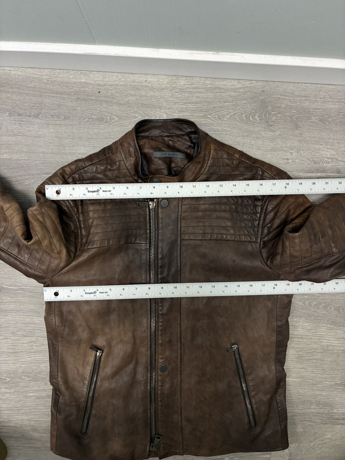 John Varvatos Distressed Biker Moto Leather Jacket Size EU 48 USA 38 Size US M / EU 48-50 / 2 - 10 Thumbnail