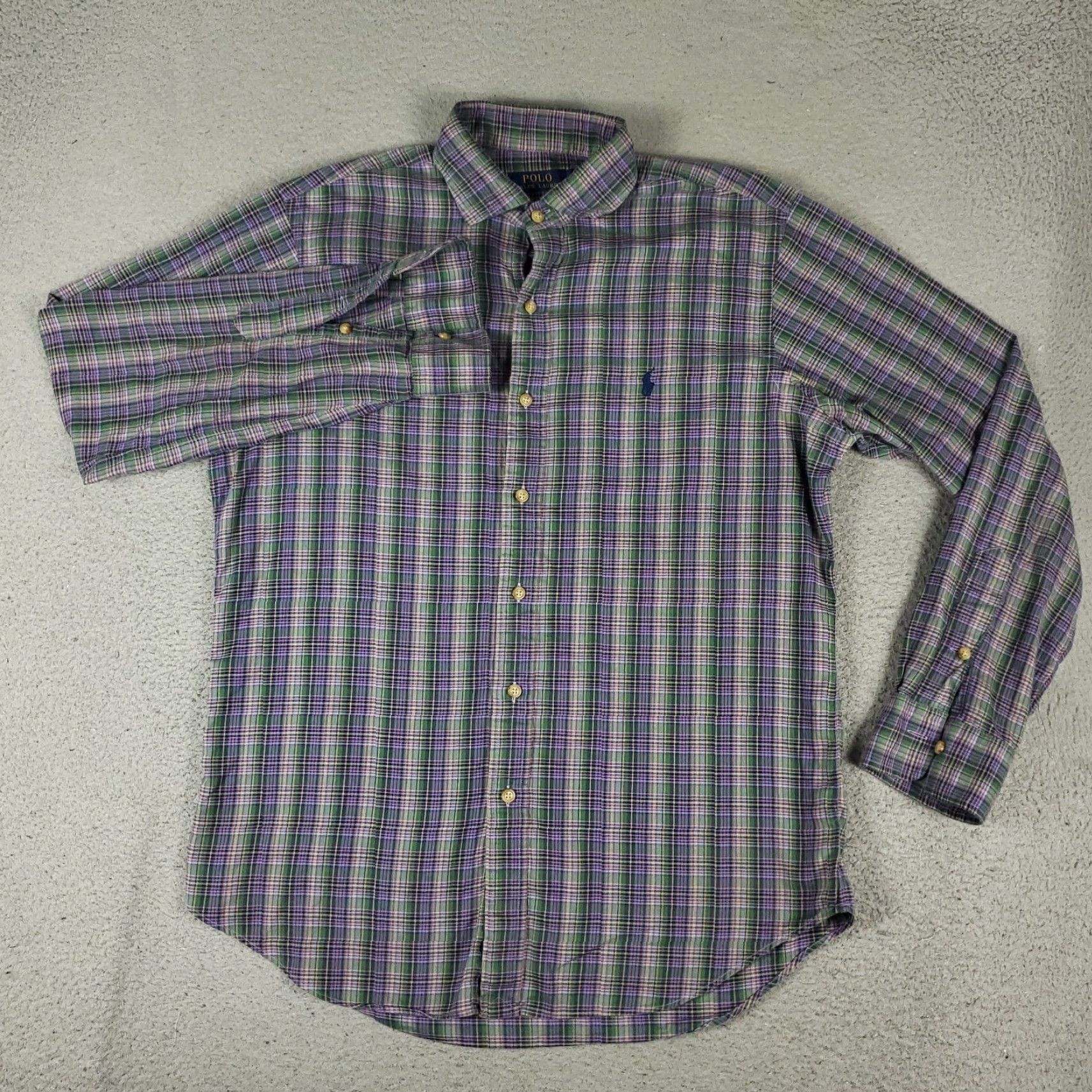 Ralph Lauren Ralph Lauren Shirt Mens Purple Plaid Button-Up Long Sleeve Counterpart: Polo Logo, Cotton, Classic, Preppy, Multi-Season Wear Size US M / EU 48-50 / 2 - 3 Thumbnail