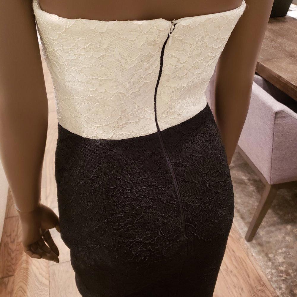 Designer Black Halo White/Black Color-Block Strapless Cocktail Dress Size XS / US 0-2 / IT 36-38 - 8 Thumbnail
