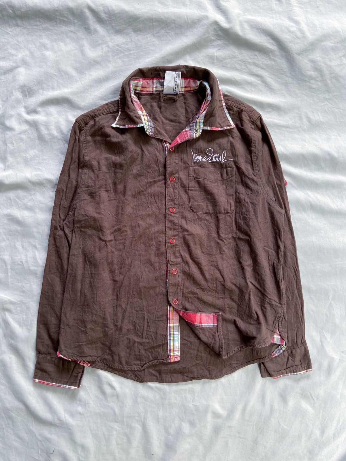 Japanese Brand B ONE SOUL STENCIL BUTTON DOWN SHIRT JUMPER STYLE Size US M / EU 48-50 / 2 - 2 Thumbnail