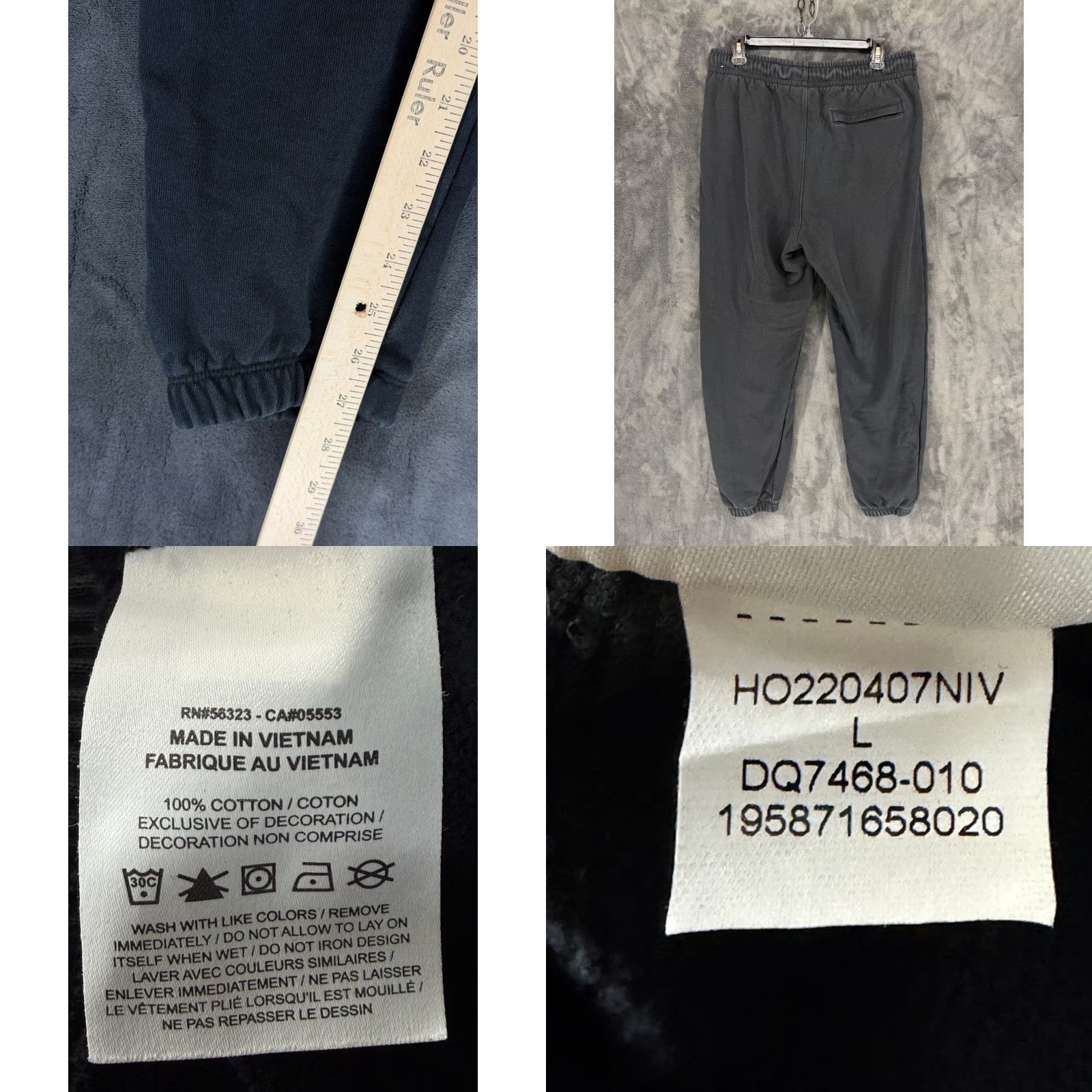 Jordan Brand Jordan Flight Fleece Pants Mens Large Black Washed Joggers DQ7468-010 Cotton Size US 33 - 8 Thumbnail
