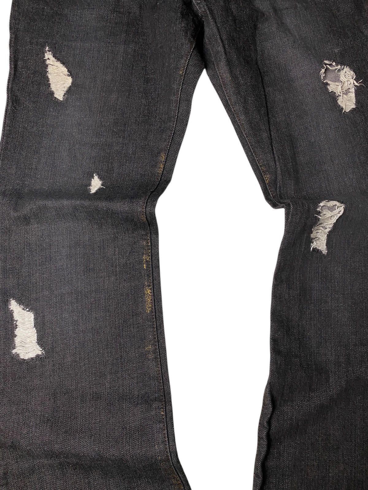 If Six Was Nine 2000's Schlussel Distressed Waxed Gold Flared Jeans Size US 31 - 7 Thumbnail