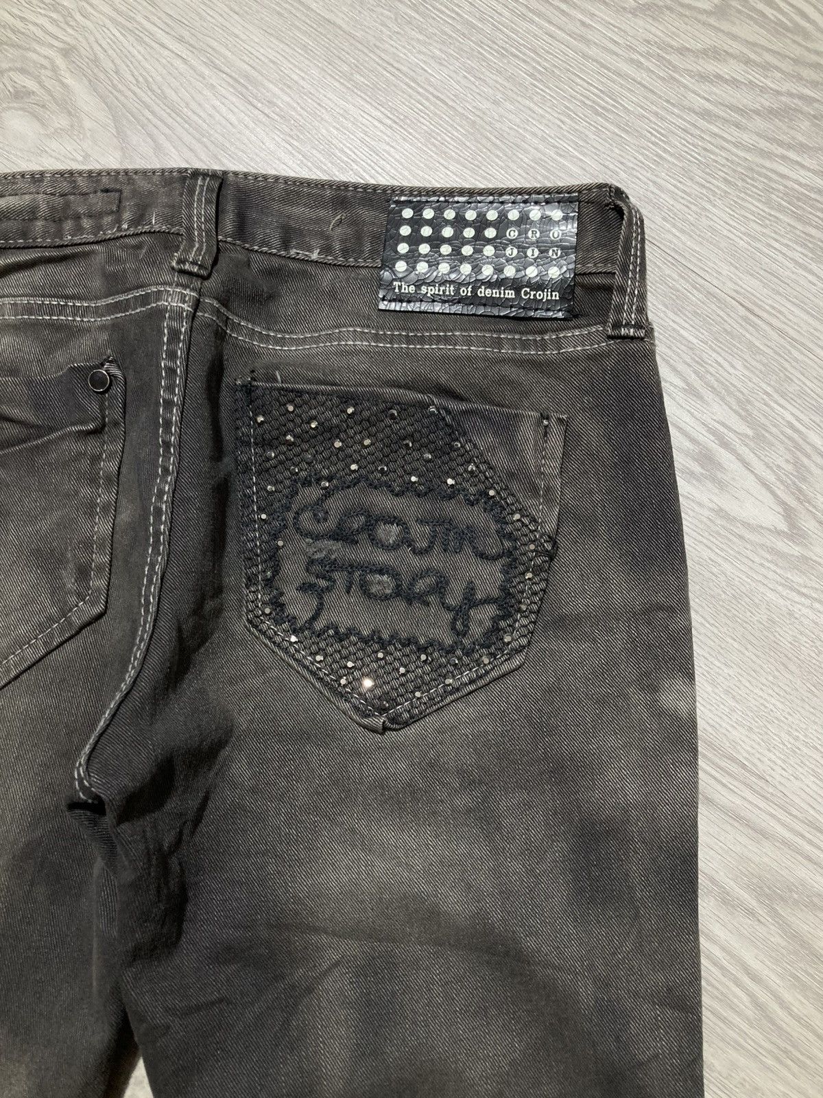 Tornado Mart 2000s Crown Denim Ripped Clawmark Denim Jeans Punk Gothic Size US 27 - 6 Thumbnail