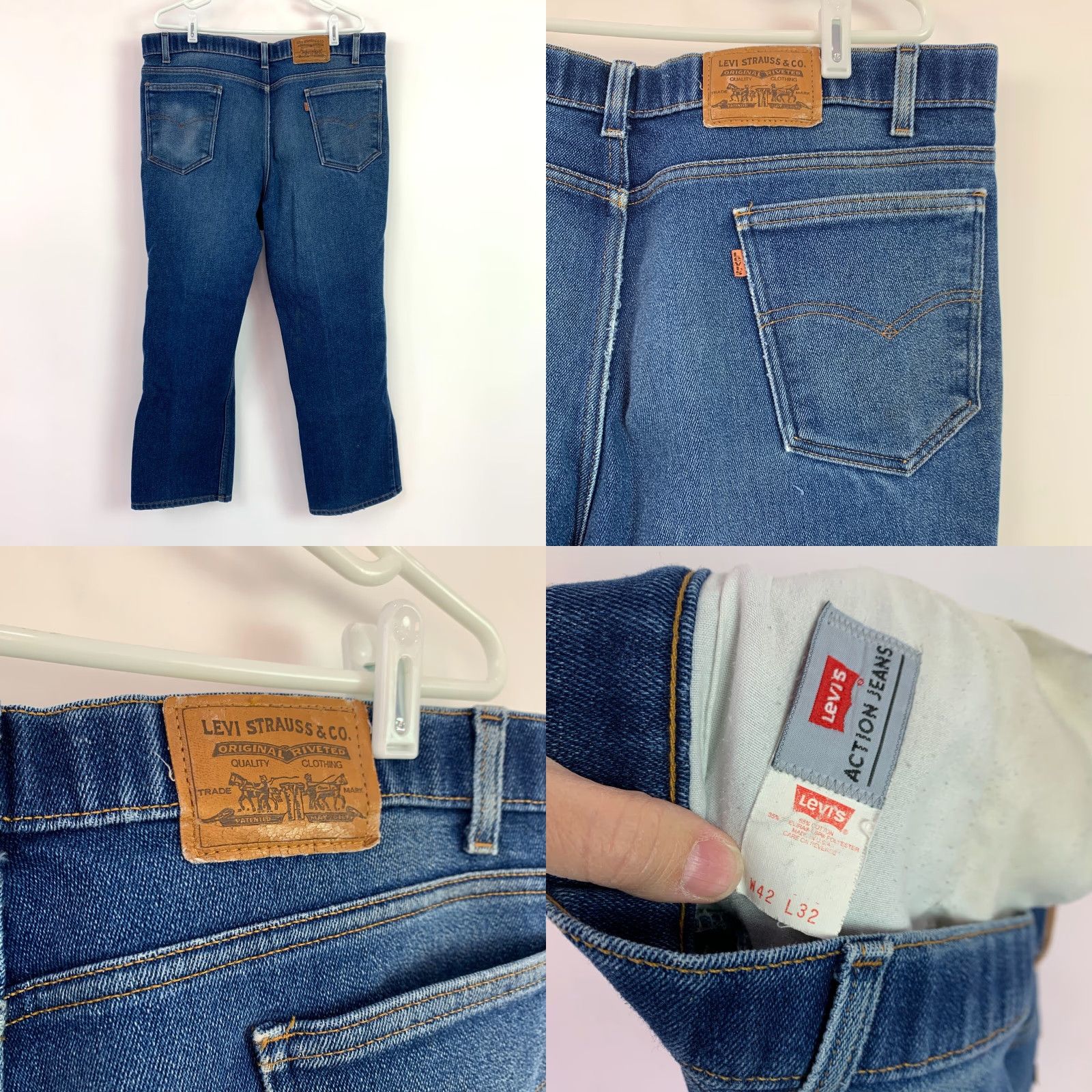 Levi's VINTAGE Levi's Action Jeans Orange Tab 42 x 32 Altered Denim Jeans Bootcut Men Regular Blue 27 Inseam 40 Waist 13 Rise Pockets Size US 40 / EU 56 - 8 Thumbnail