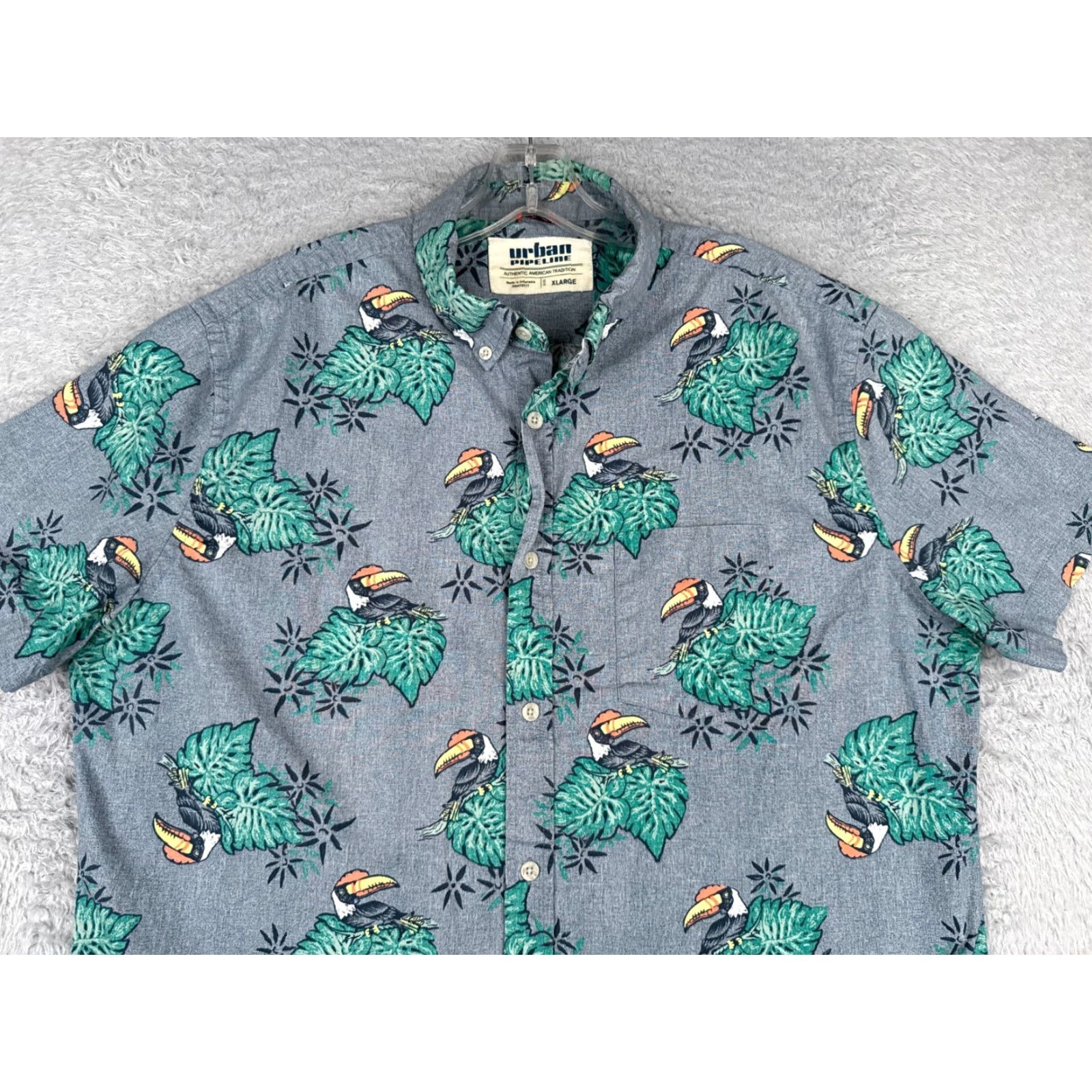 Vintage Urban Pipeline Shirt Men’s XL Blue Green Floral Button-Up Cotton Blend Size US XL / EU 56 / 4 - 4 Thumbnail