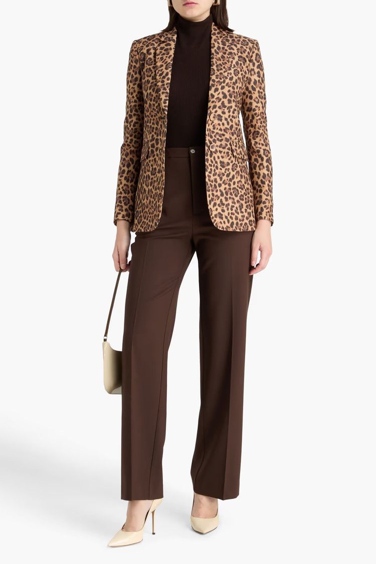 Valentino o1y0226 Leopard-Print Blazer in Beige/Black Size XS / US 0-2 / IT 36-38 - 2 Thumbnail