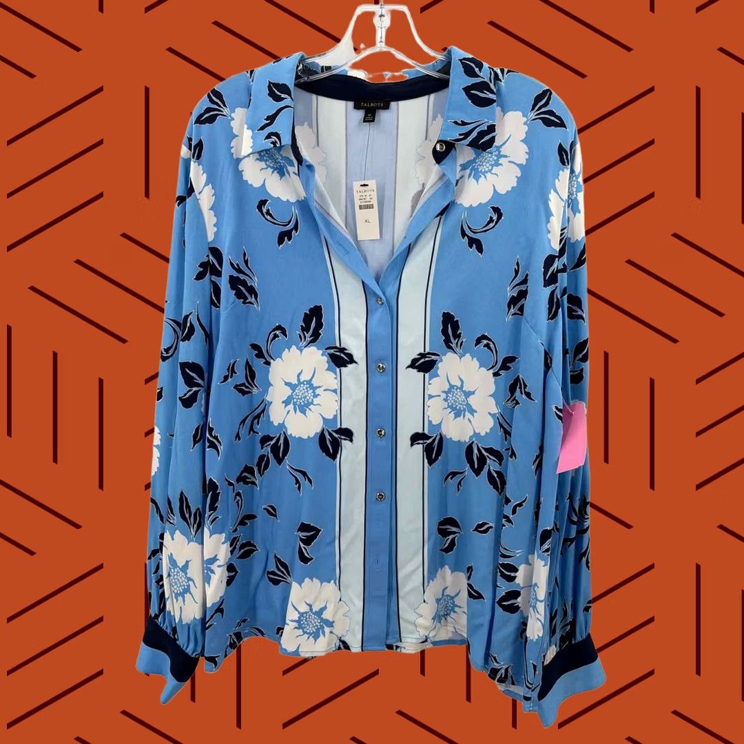 Talbots Talbots Blue XL Floral Button Down Shirt Womens Size XL / US 12-14 / IT 48-50 - 1 Thumbnail