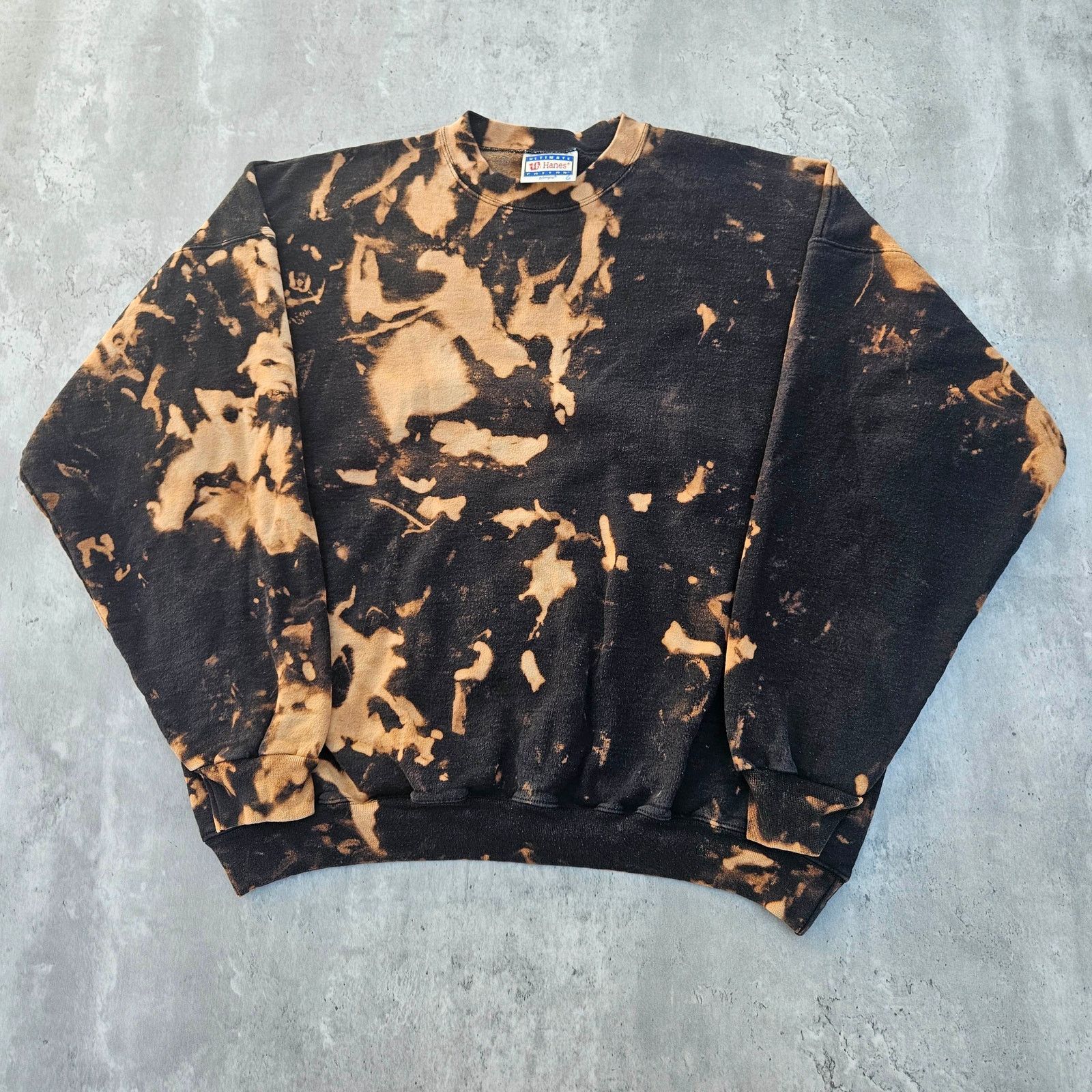 Hanes Vintage Pull over Crew Neck Bleach Pattern Y2K Size XL Size US XL / EU 56 / 4 - 1 Thumbnail