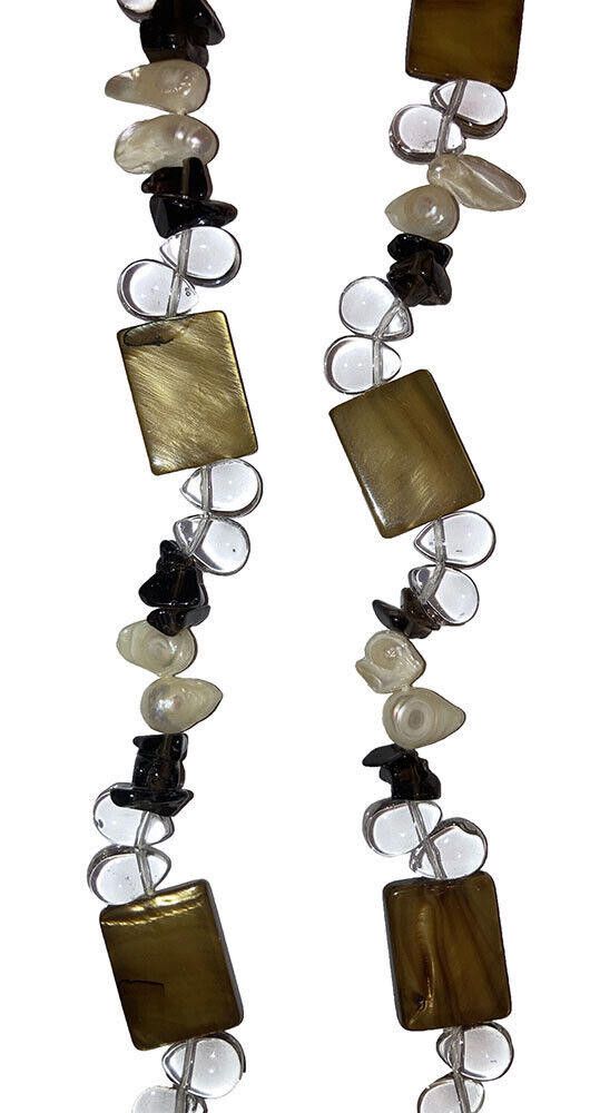 Designer Smoky Quartz Pearl Shell Flapper Tassel Necklace Size ONE SIZE - 3 Thumbnail