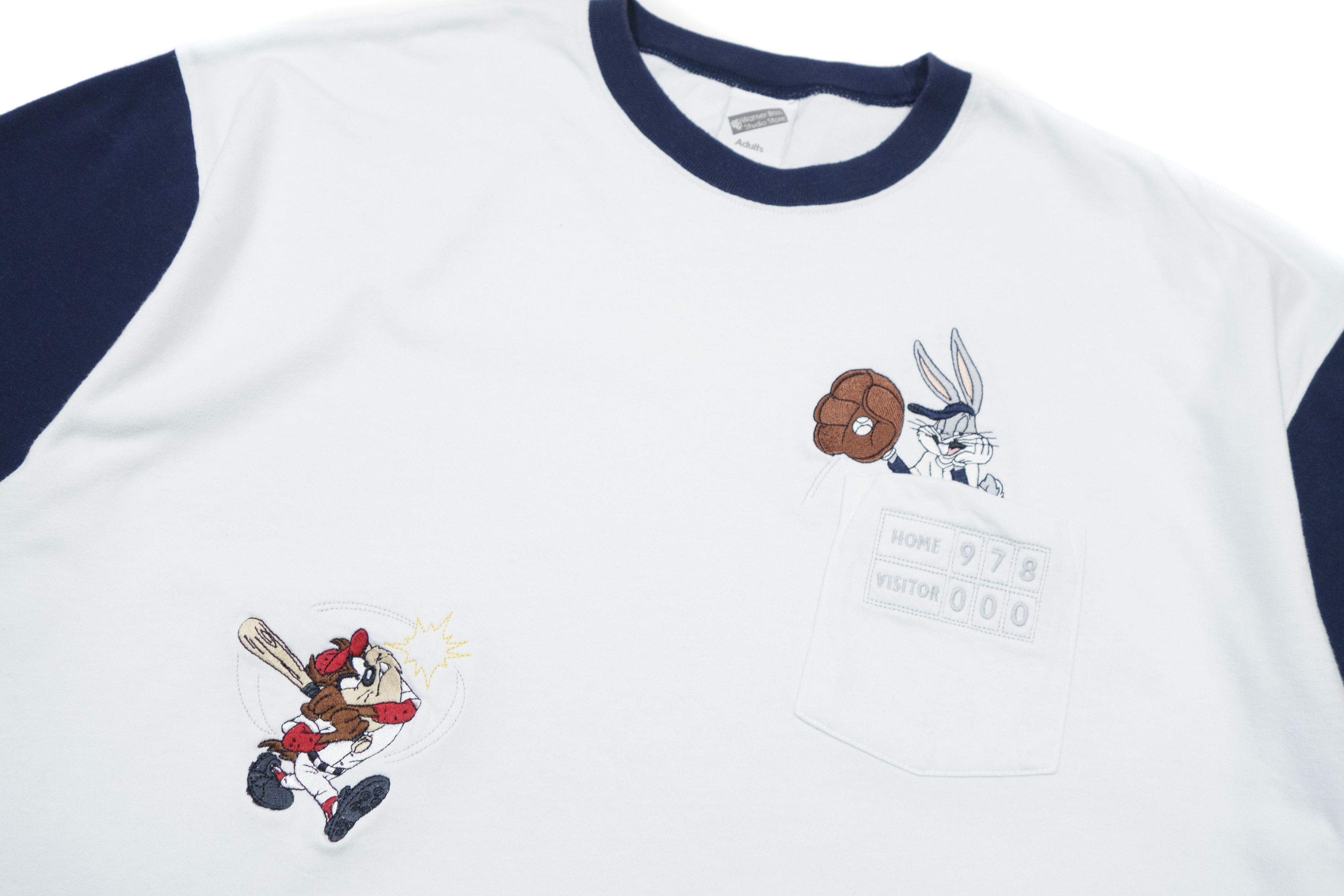 Warner Bros 1999 90s Looney Tunes Bunny & Taz Baseball Pocket T-Shirt Size US L / EU 52-54 / 3 - 3 Thumbnail