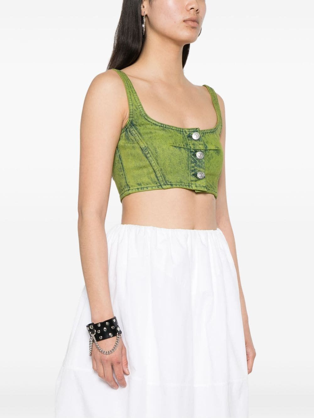 Marni o1f1d3z0725 Bleached Cropped Top in Green Size M / US 6-8 / IT 42-44 - 3 Thumbnail