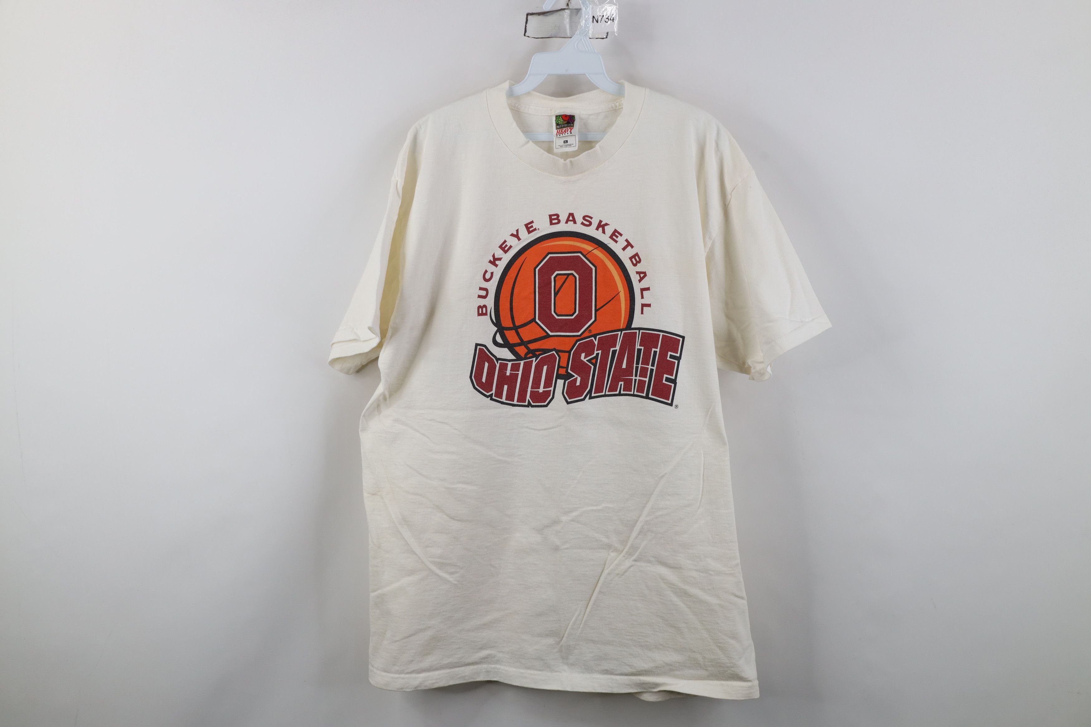 Vintage Vintage 90s Ohio State University Basketball T-Shirt Cream Size US XL / EU 56 / 4 - 1 Thumbnail