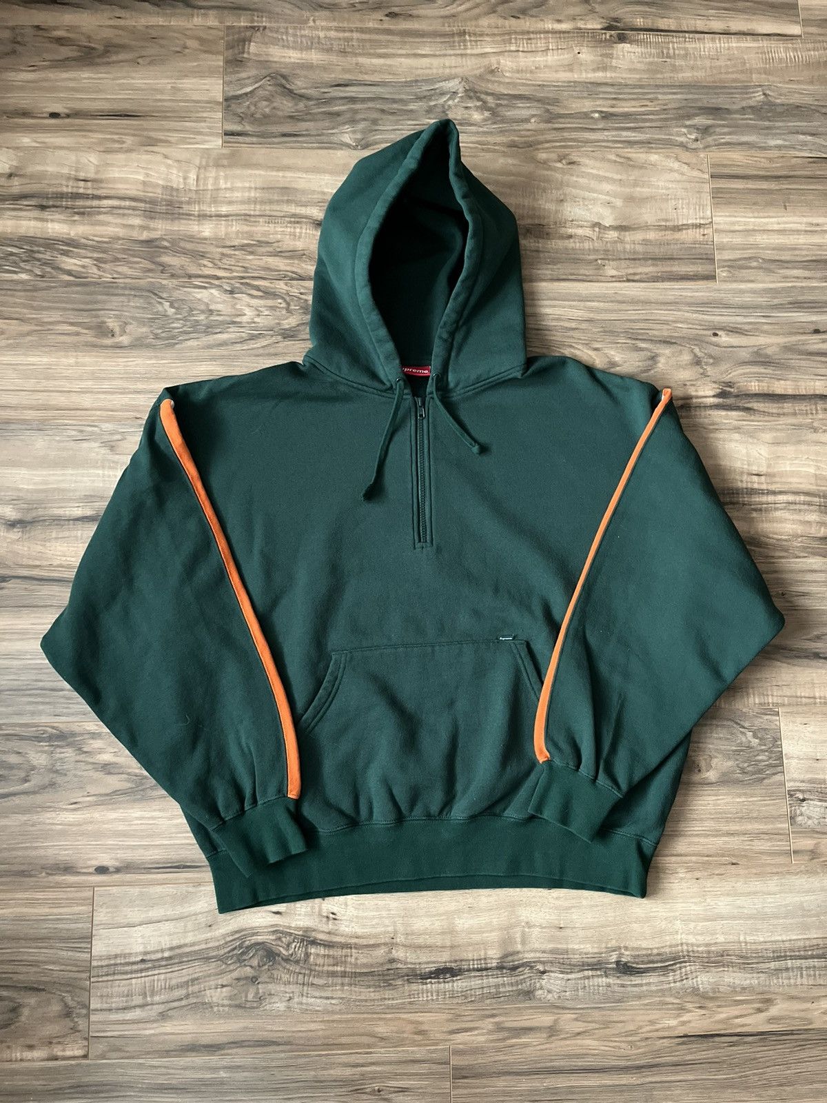 image of Supreme Half Zip Hooded Sweatshirt in Dark Green, Men's (Size XL)