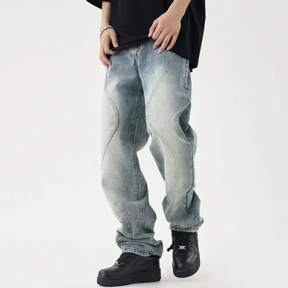 Japanese Brand Baggy Jeans Men Straight-leg Vaqueros Trousers Streetwear Size US 32 / EU 48 - 1 Thumbnail