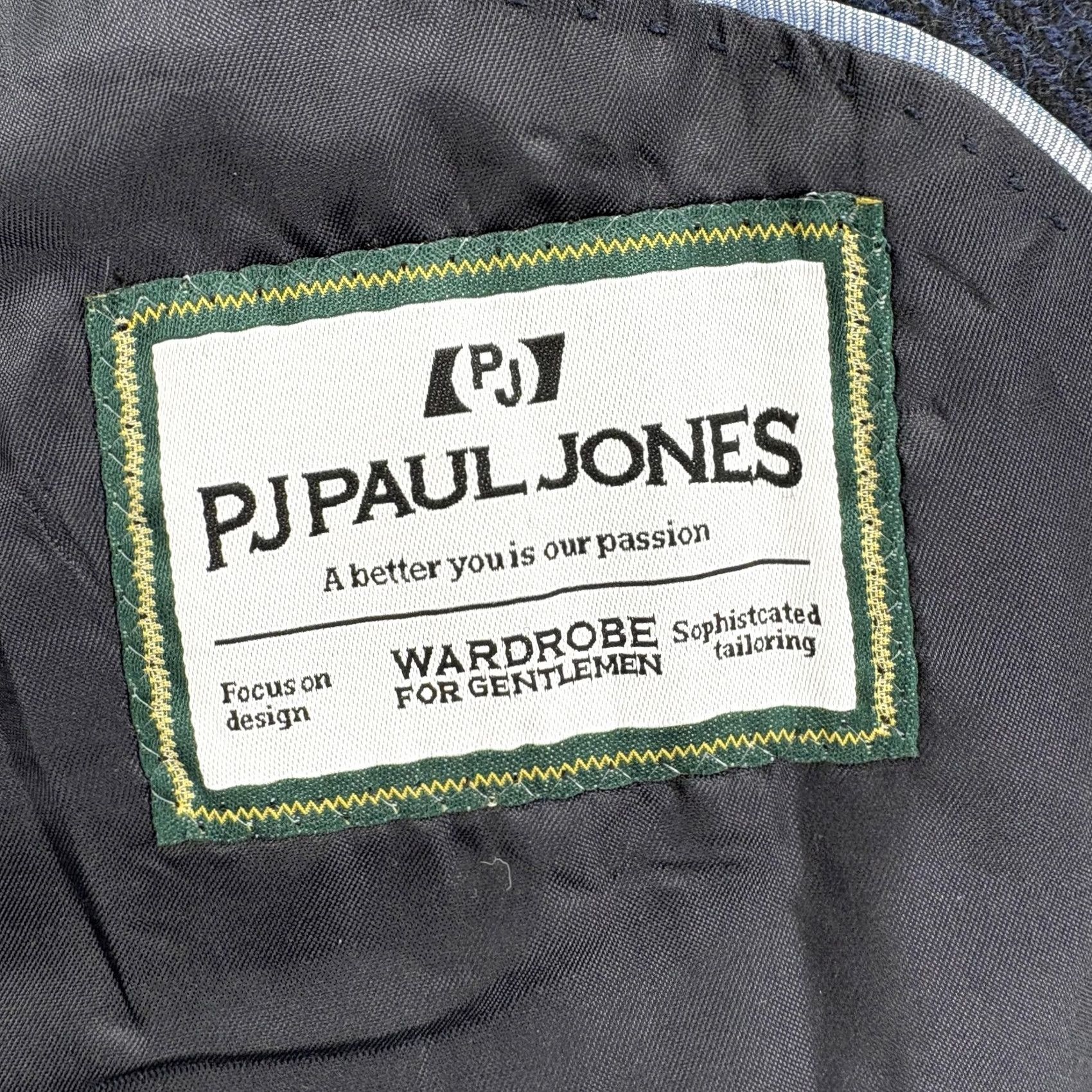 Vintage PJ Paul Jones Sport Coat Jacket Mens 2XL Blue Herringbone Tweed Wool Notch Lapel Two-Button NWT Blazer Coat Jacket Size 48R - 6 Thumbnail