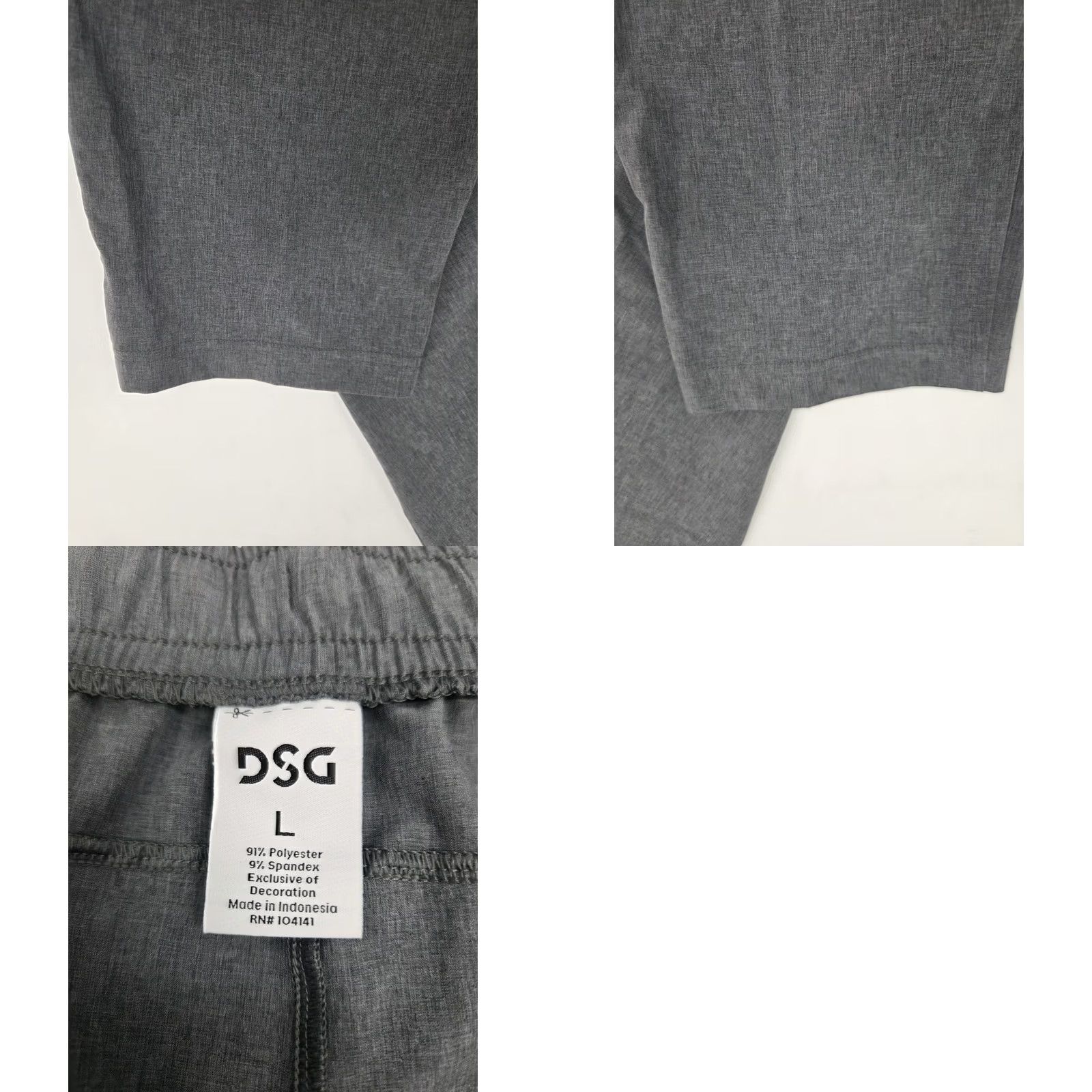Vintage DSG Mens Performance Grey Pants Lightweight Drawstring Zip Pckt 33 L Adult Regular Gray Solid Chino Athleisure Sports Size US 33 - 8 Thumbnail