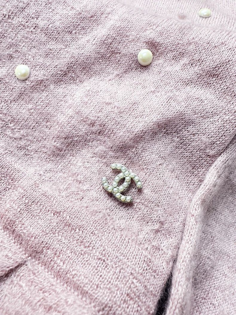 Chanel Chanel Pink pearl knitted pleated long-sleeved dress Size XXS / US 00 / IT 34 - 4 Thumbnail