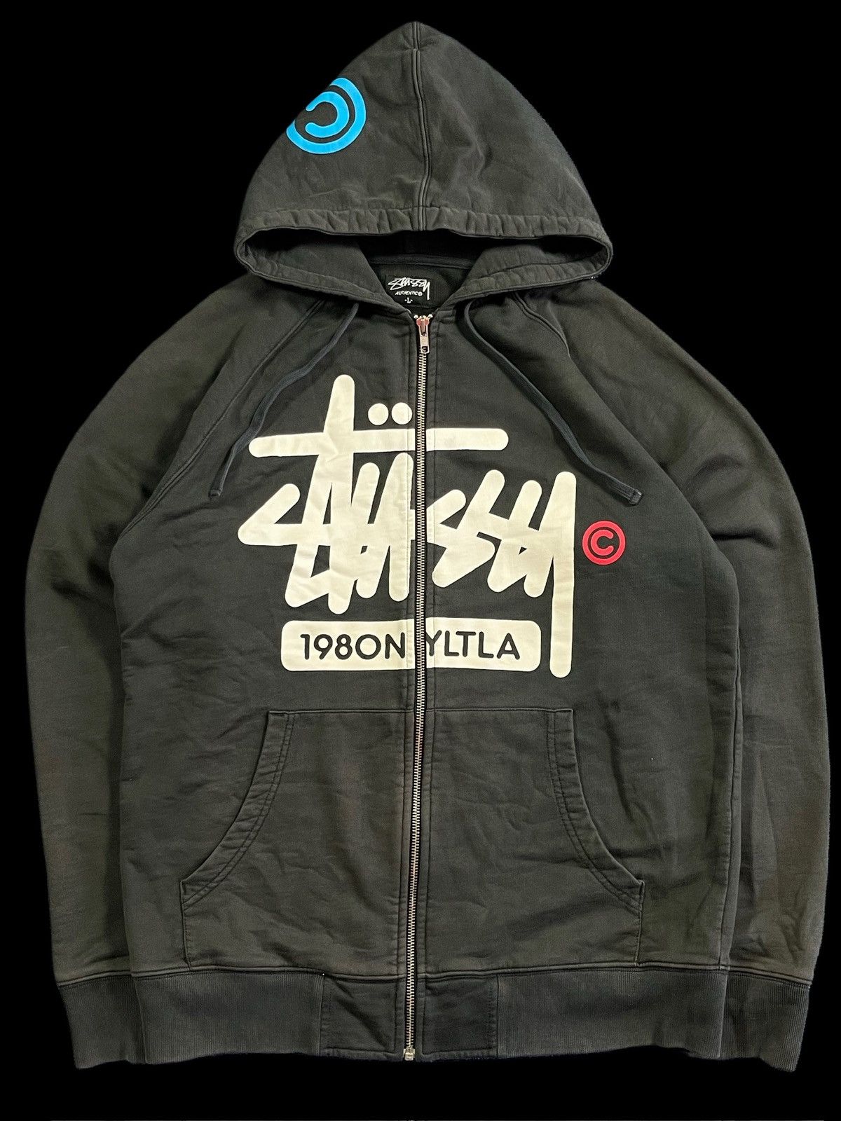 Stussy Stussy Smooth Stock Pigment Dyed Black Zip Up Hoodie